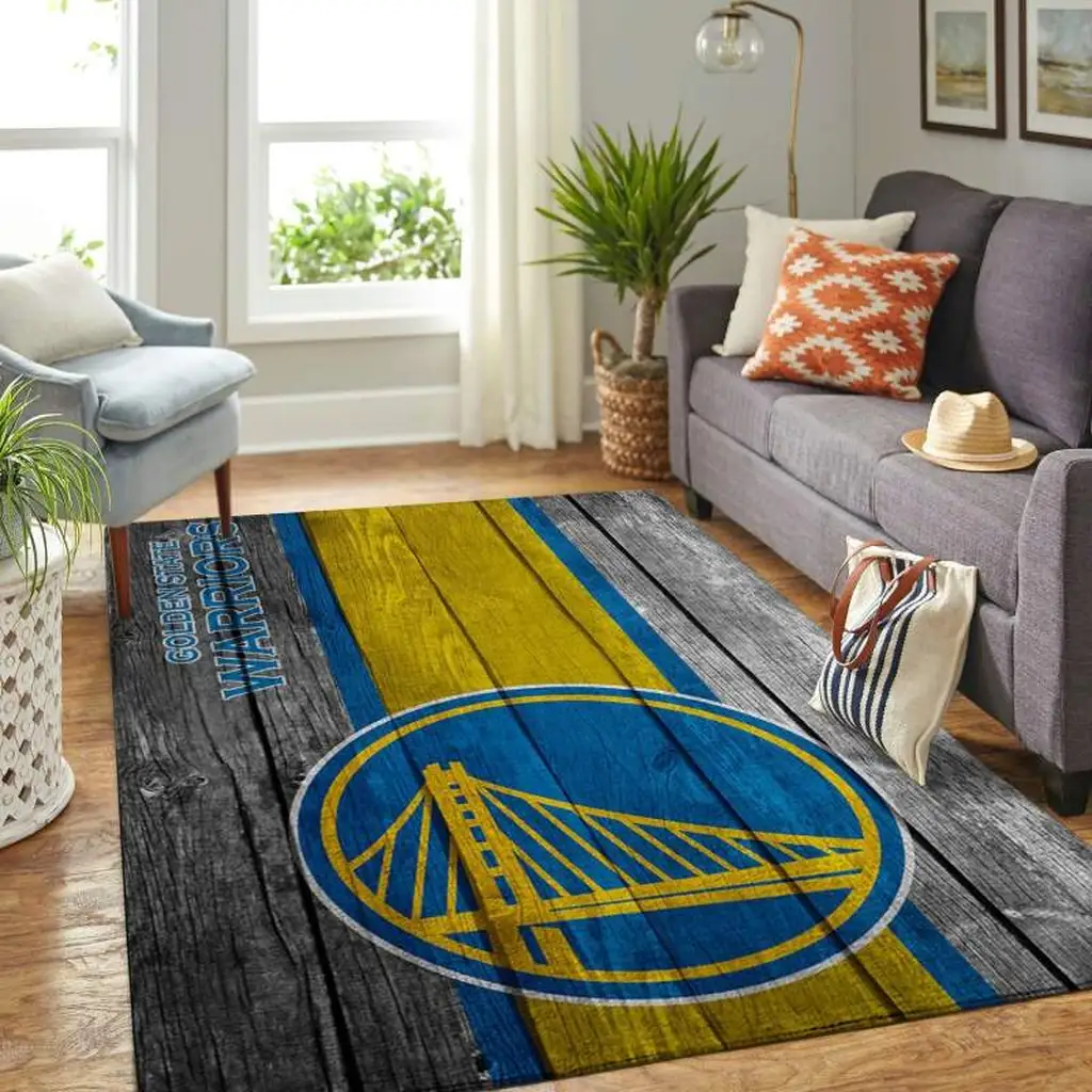 Golden State Warriors Rug - Hardwood Floor Mat Black and Yellow