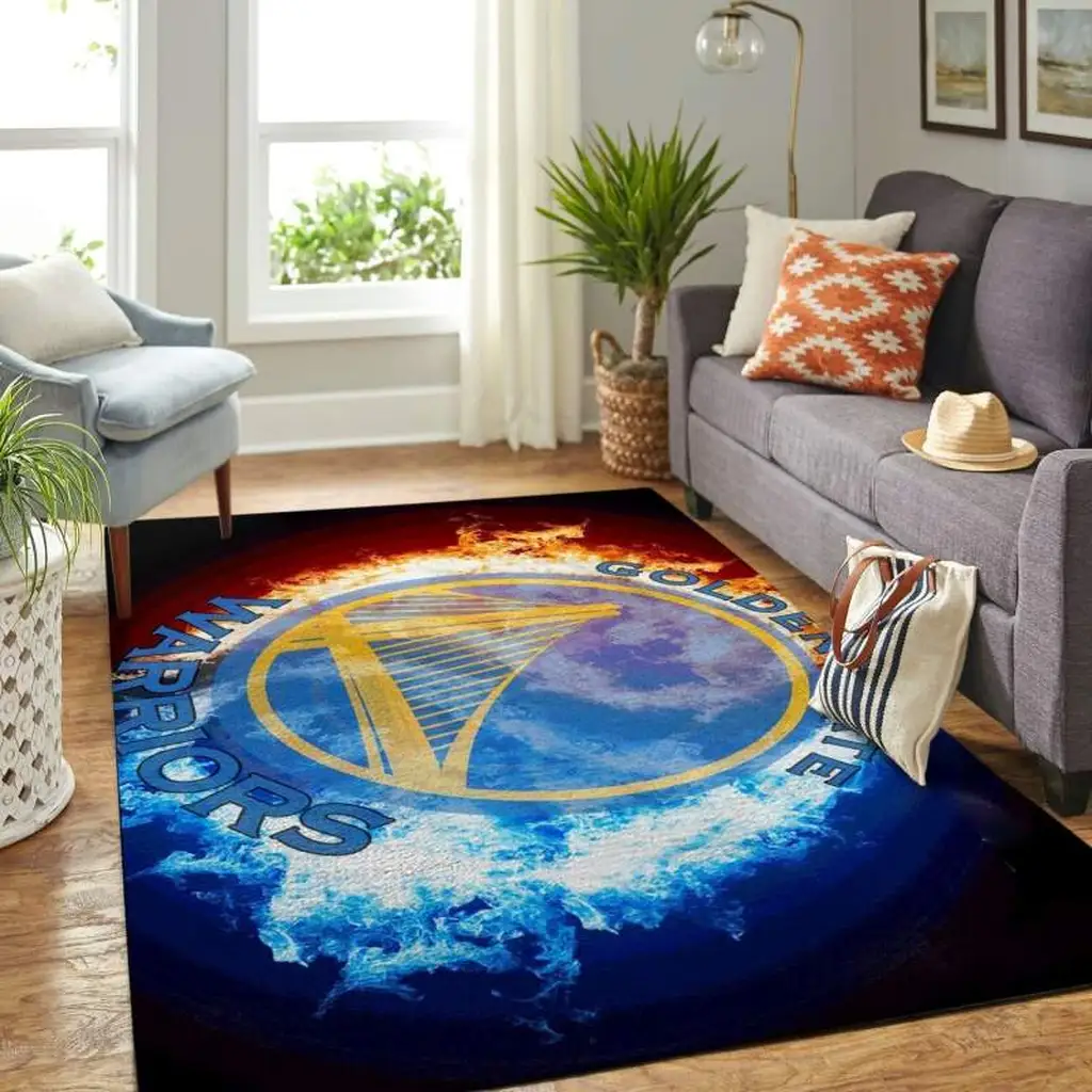 Golden State Warriors Rug - Large Floor for Living Room Blue and Yellow