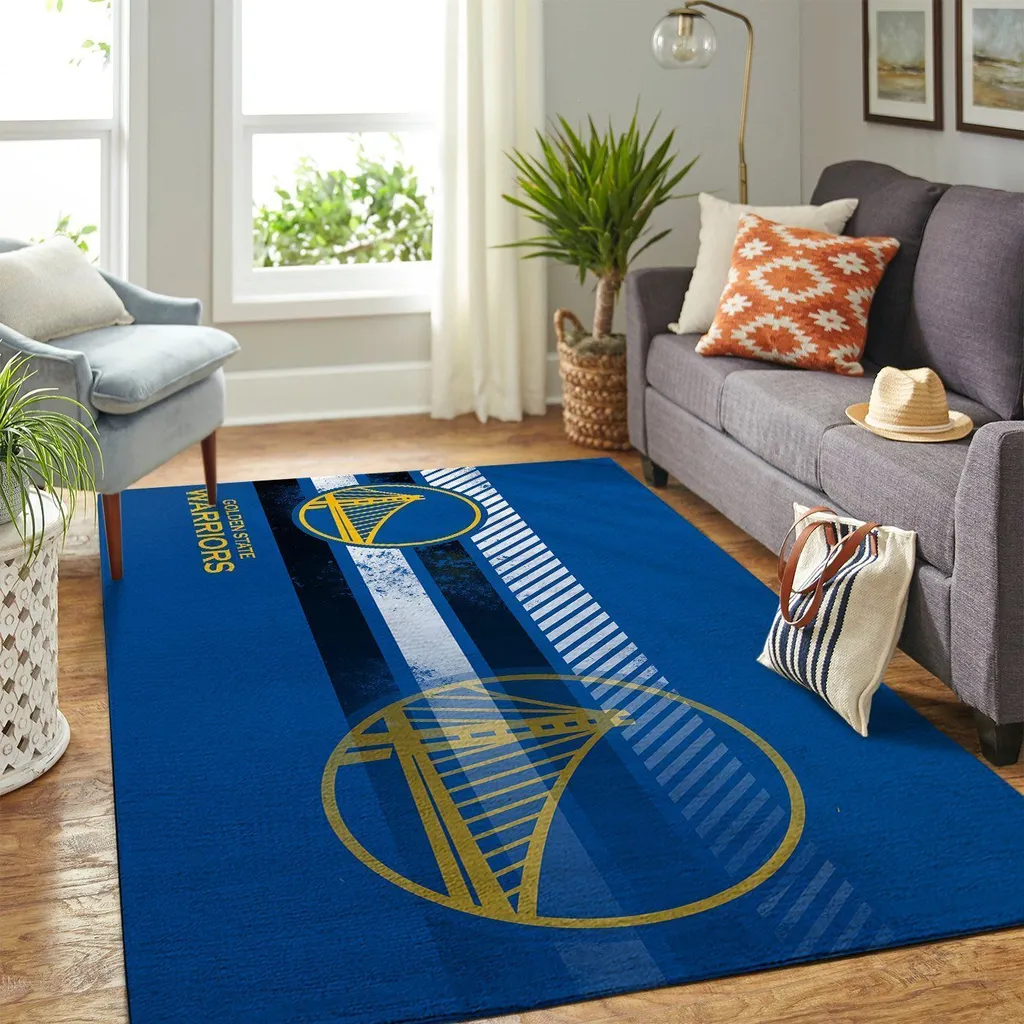 Golden State Warriors Rug - NBA Team Floor Carpet Black and Yellow