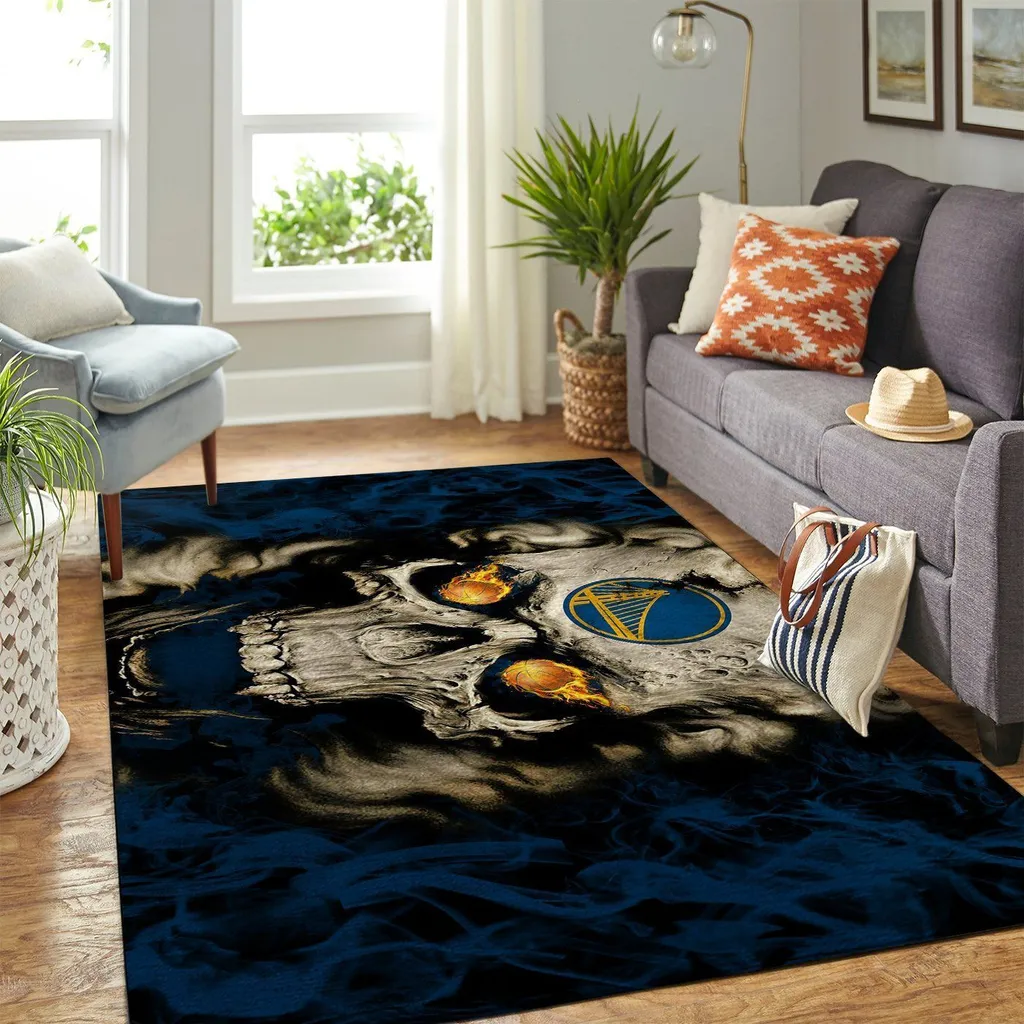 Golden State Warriors Rug - Skull for Living Room Yellow and Brown