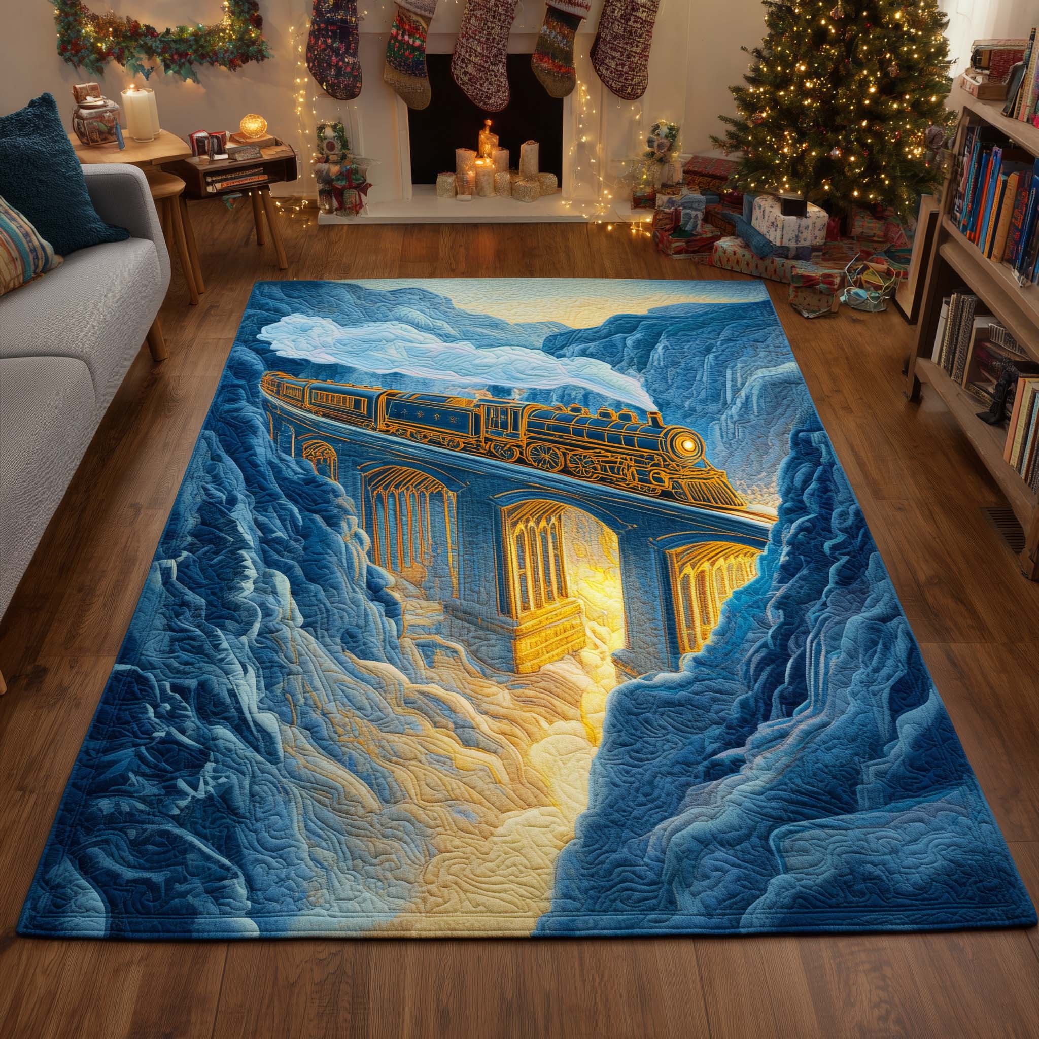 Golden Twilight Express Area Rug - Non-Slip Washable 3D Print Rug for Living Room & BedroomTVC2108413