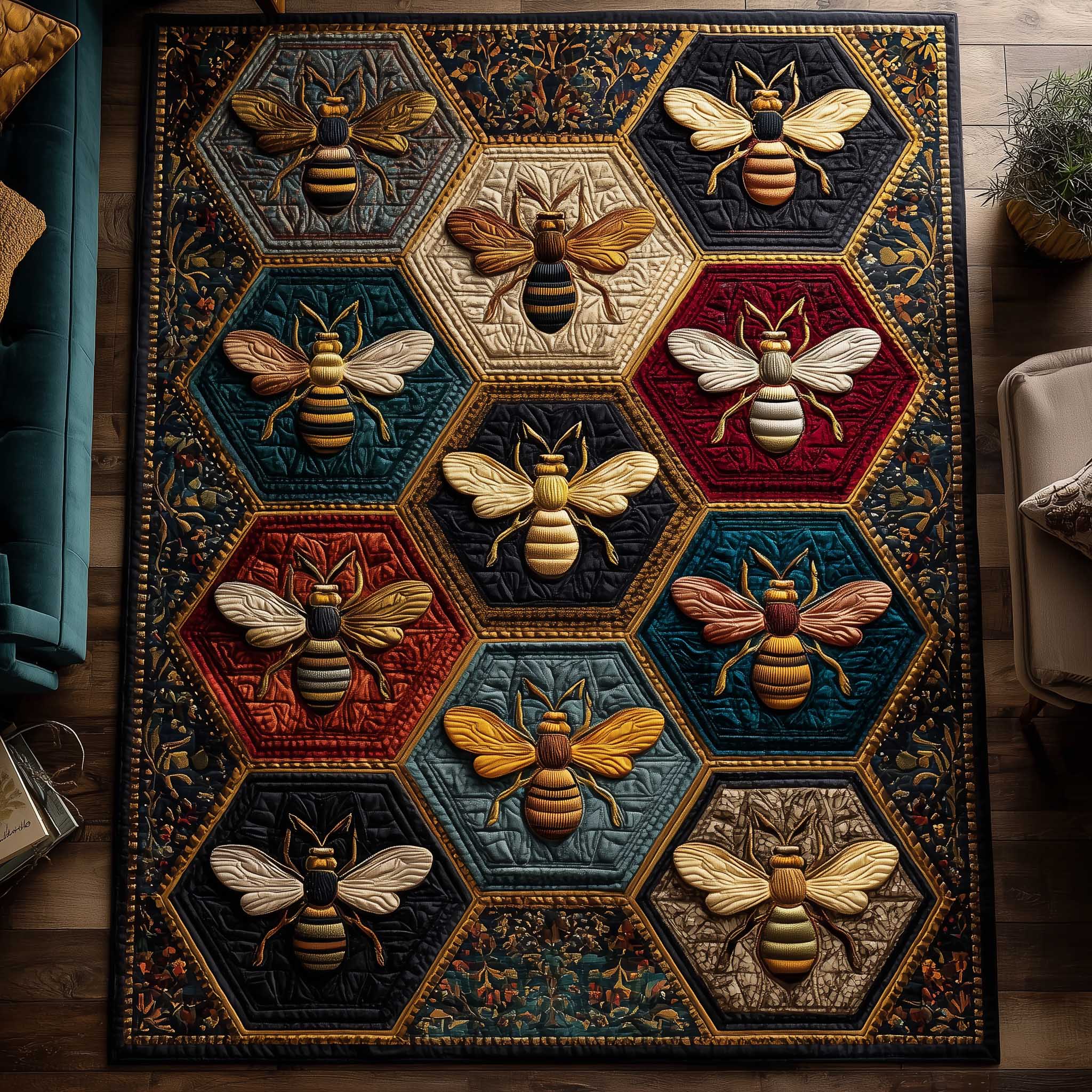 Golden Wing Area Rug - Non-Slip Washable 3D Print Rug for Living Room & BedroomTVC2108224