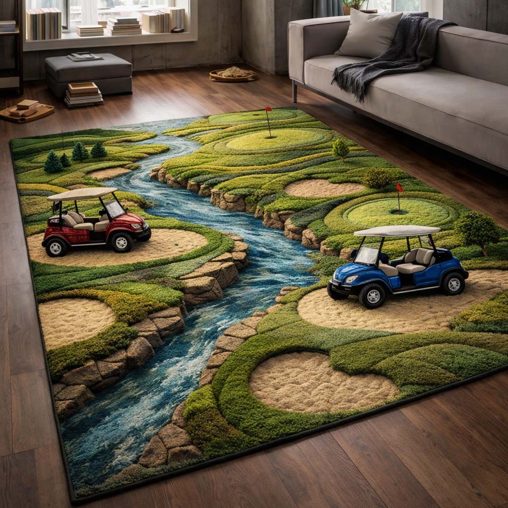 Golf Lodge Area Rug - Non-Slip Washable 3D Print Rug for Living Room & BedroomTVC2108412