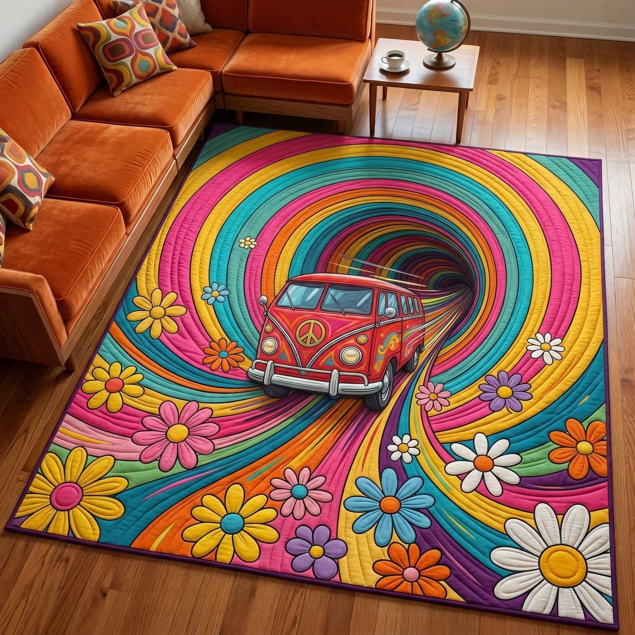 Groovy Adventure Area Rug - Non-Slip Washable 3D Print Rug for Living Room & BedroomTVC2108315