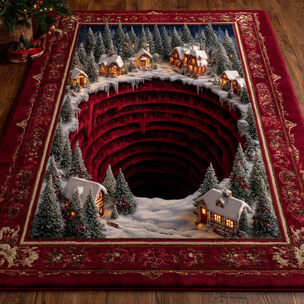 Grotto Christmas Village Christmas Area Rug - Non-Slip Washable 3D Print Rug for Living Room & BedroomTVC2108314