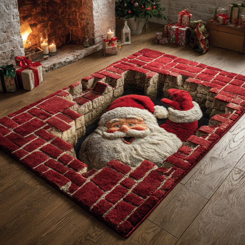 Grotto Santa Claus Christmas Area Rug - Non-Slip Washable 3D Print Rug for Living Room & BedroomTVC2108314
