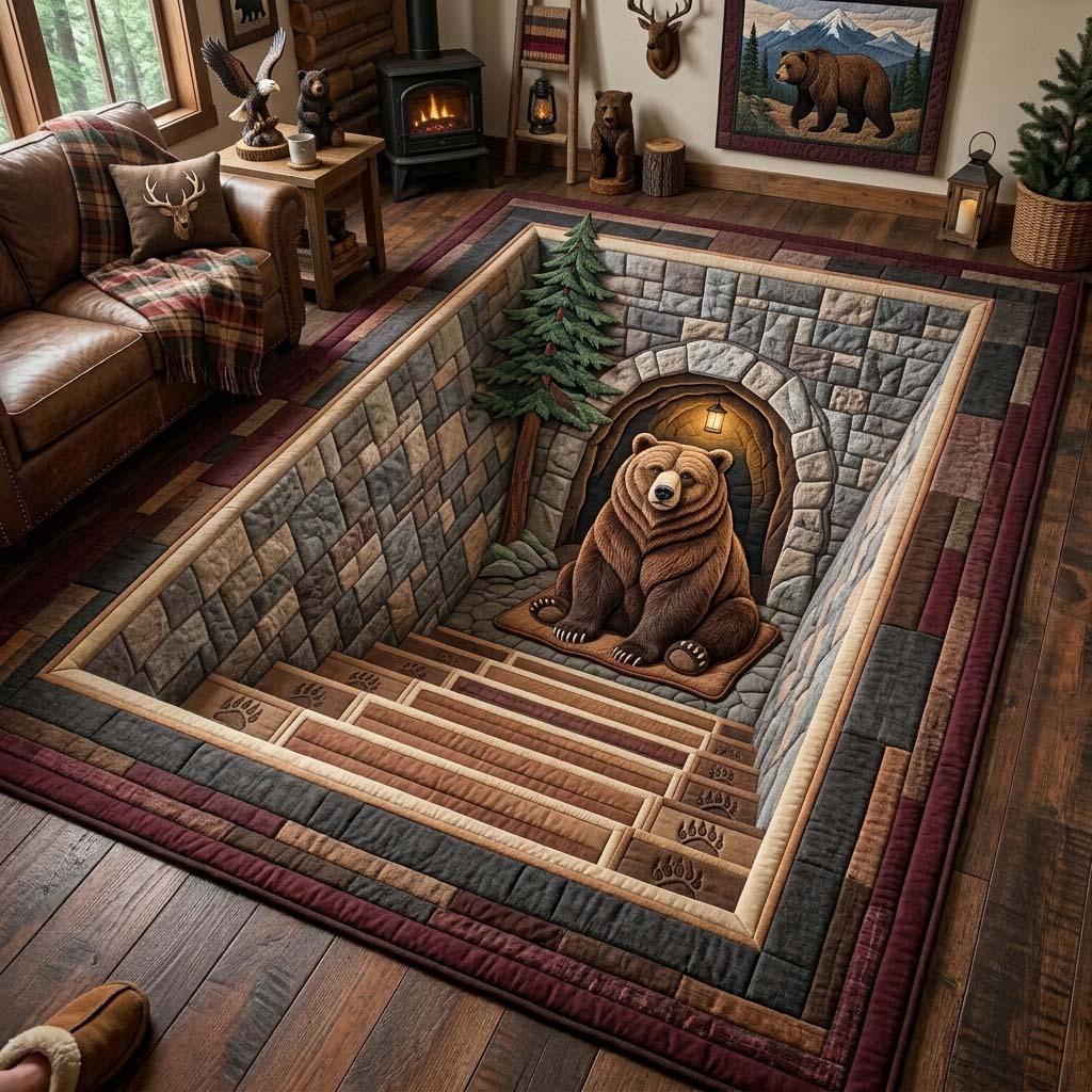 Guardian Stone Stairway Area Rug - Non-Slip Washable 3D Print Rug for Living Room & BedroomTVC2108412