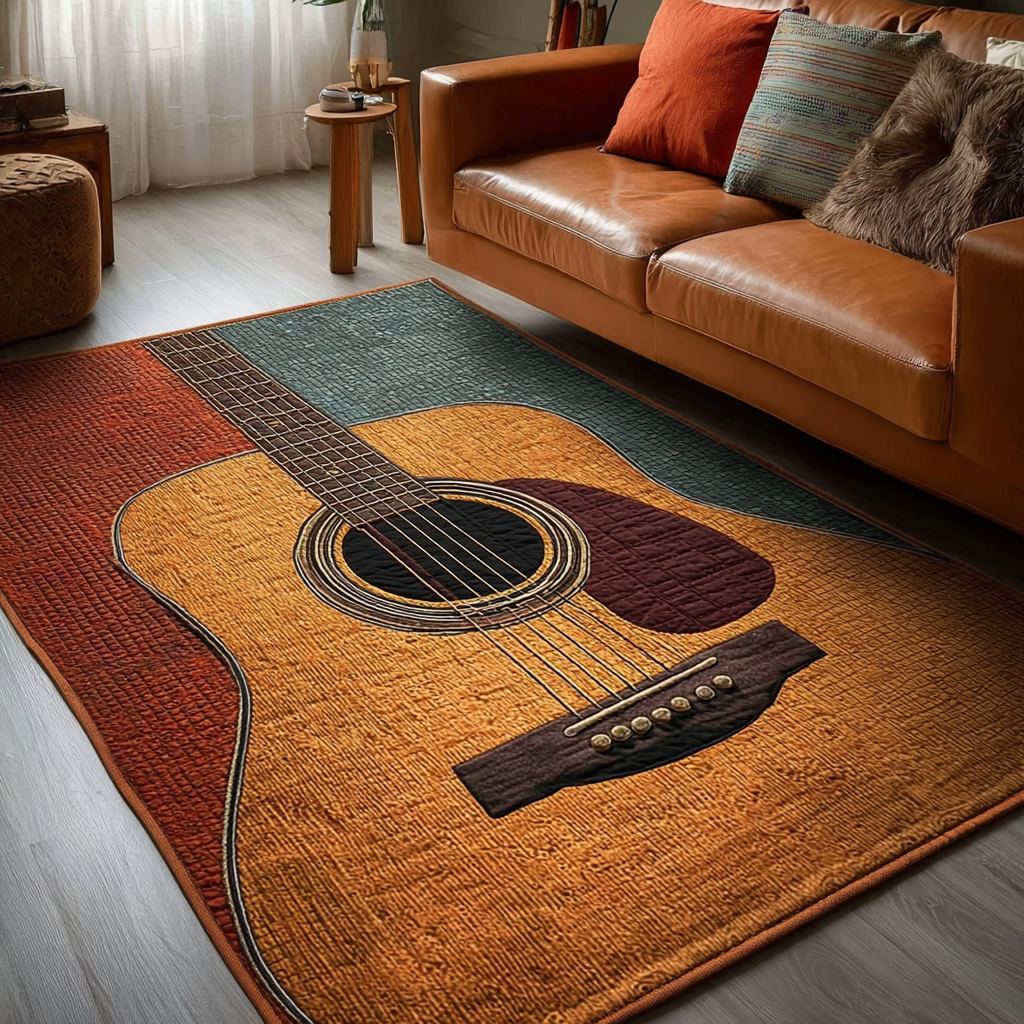 Guitar Flow Area Rug - Non-Slip Washable 3D Print Rug for Living Room & BedroomTVC2108314
