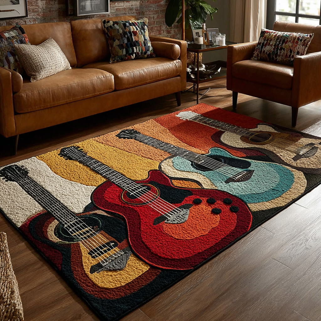 Guitar Spirit Area Rug - Non-Slip Washable 3D Print Rug for Living Room & BedroomTVC2108314