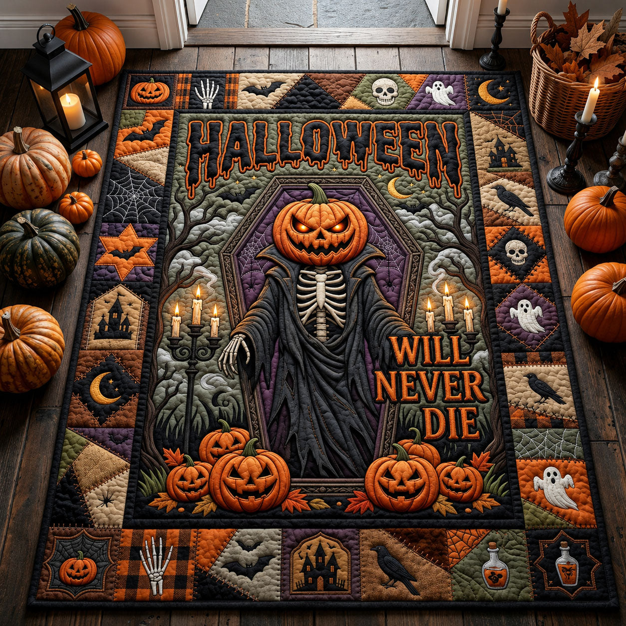 Halloween Will Never Die Halloween Area Rug - Non-Slip Washable 3D Print Rug for Living Room & BedroomTVC2108411