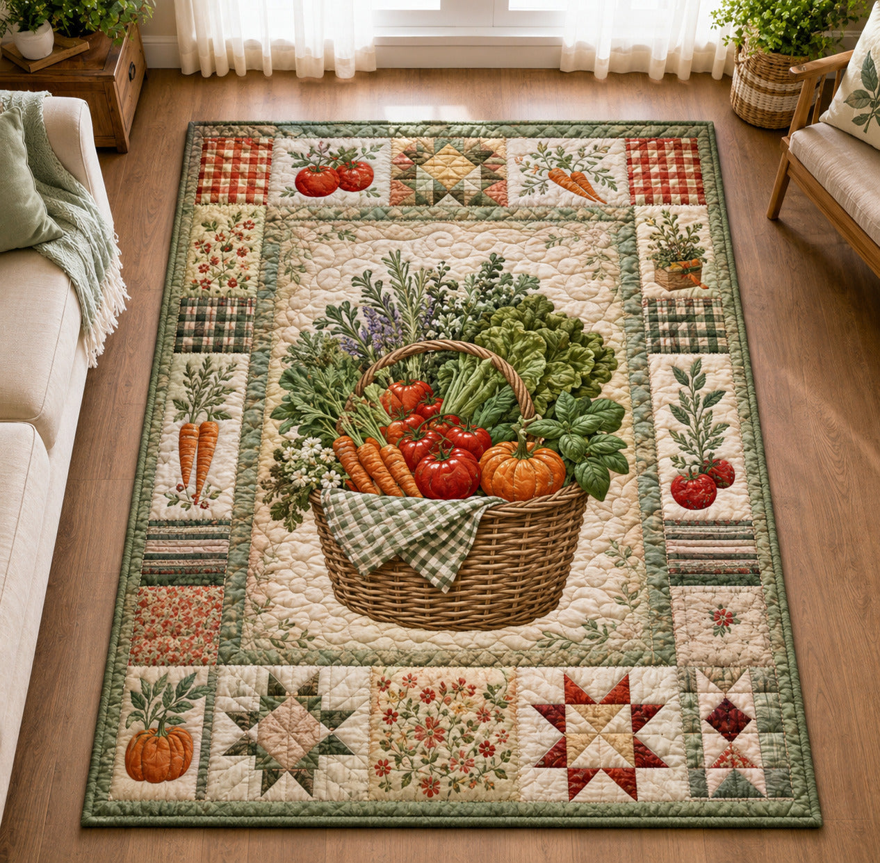 Harvest Basket Area Rug - Non-Slip Washable 3D Print Rug for Living Room & BedroomTVC2108411