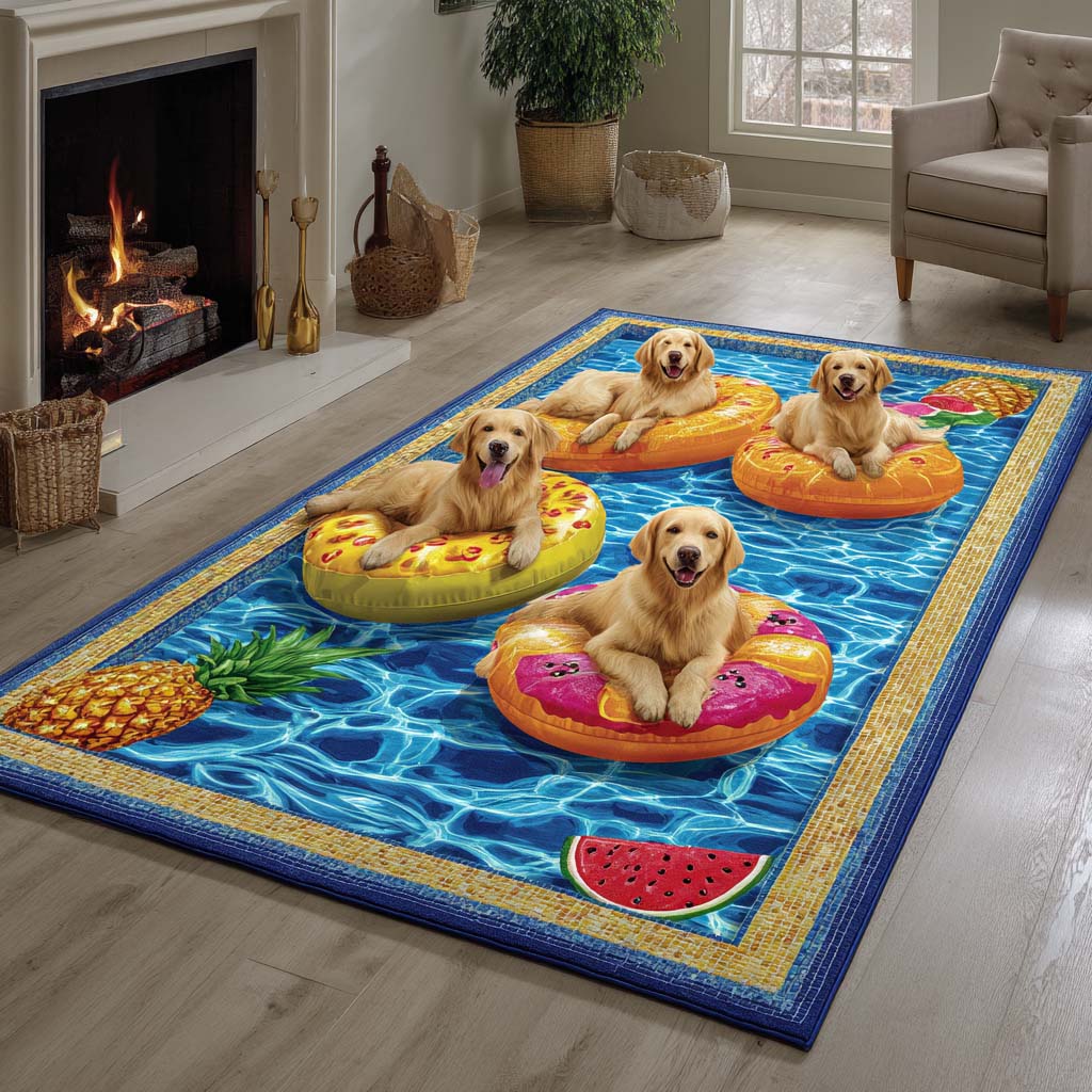 Harvest Golden Retriever Area Rug - Non-Slip Washable 3D Print Rug for Living Room & BedroomTVC2108313