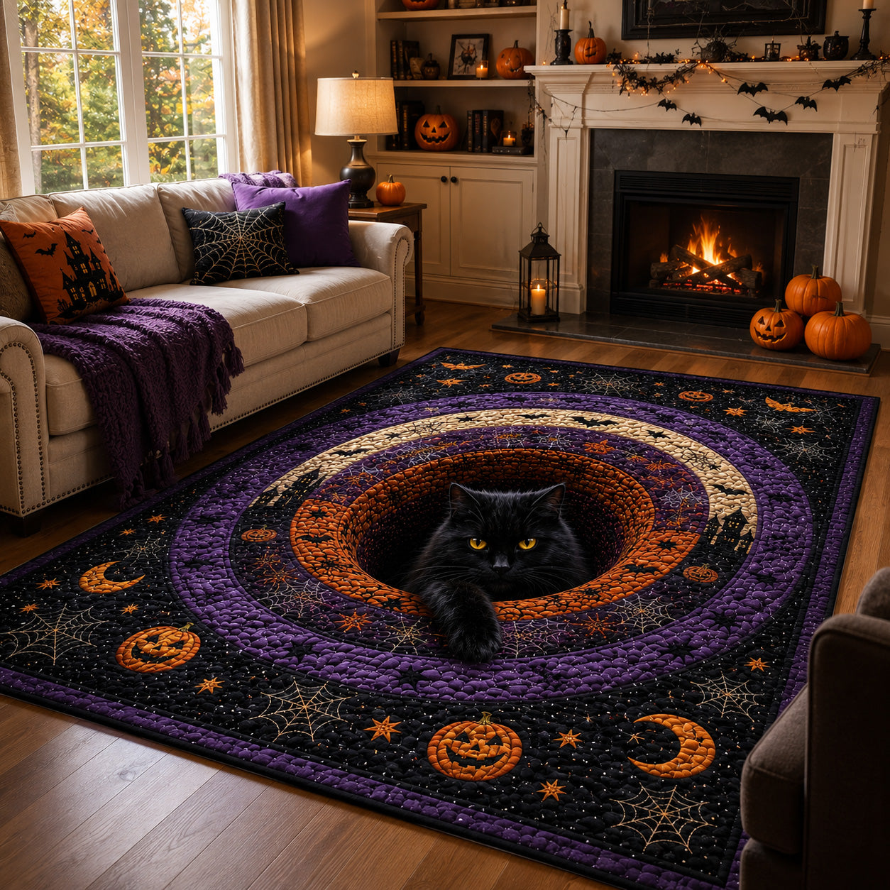 Haunted Hearth Area Rug - Non-Slip Washable 3D Print Rug for Living Room & BedroomTVC2108312