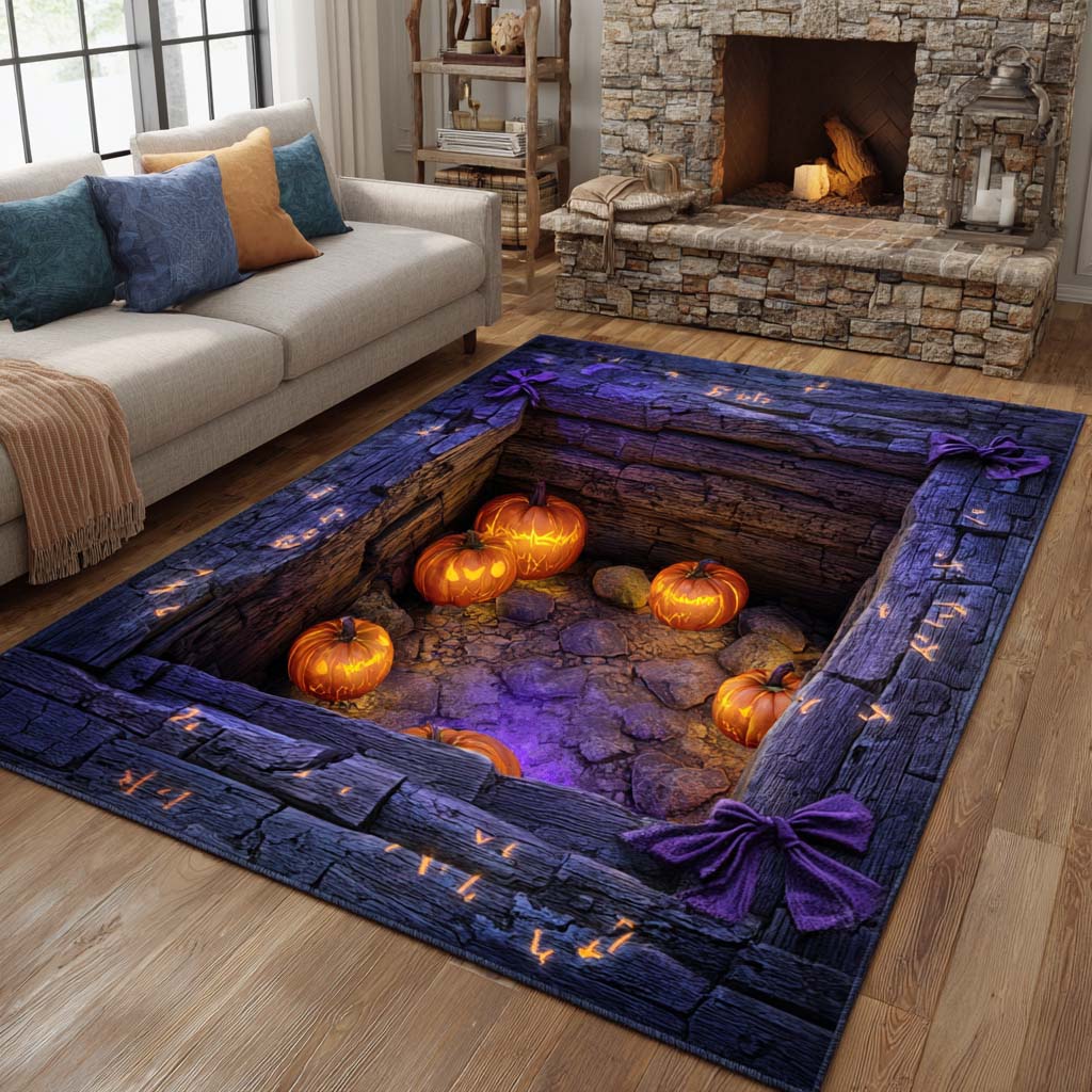Haunted Pumpkin Pit Halloween Area Rug - Non-Slip Washable 3D Print Rug for Living Room & BedroomTVC2108312