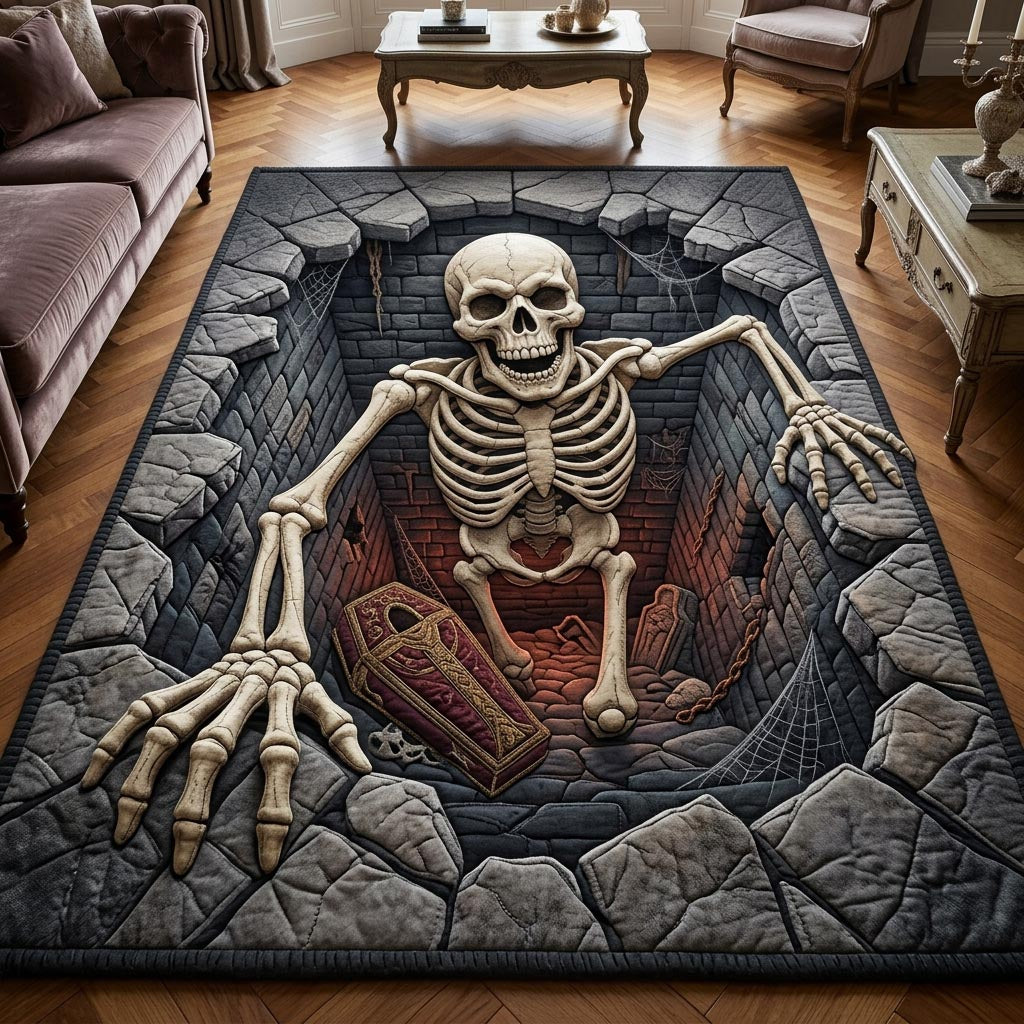 Haunted Skeleton Halloween Area Rug - Non-Slip Washable 3D Print Rug for Living Room & BedroomTVC2108410
