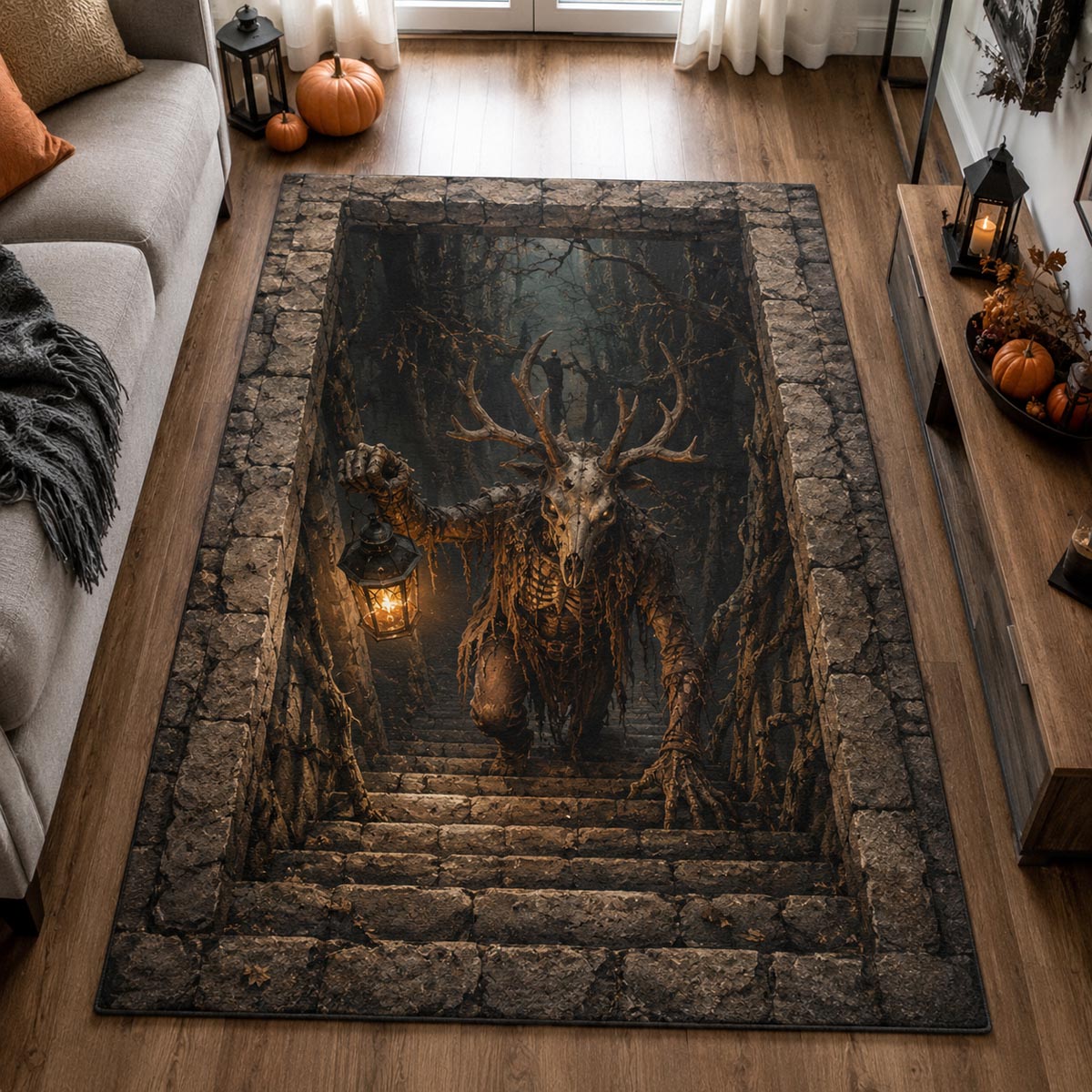 Haunted Stairs Area Rug - Non-Slip Washable 3D Print Rug for Living Room & BedroomTVC2108312