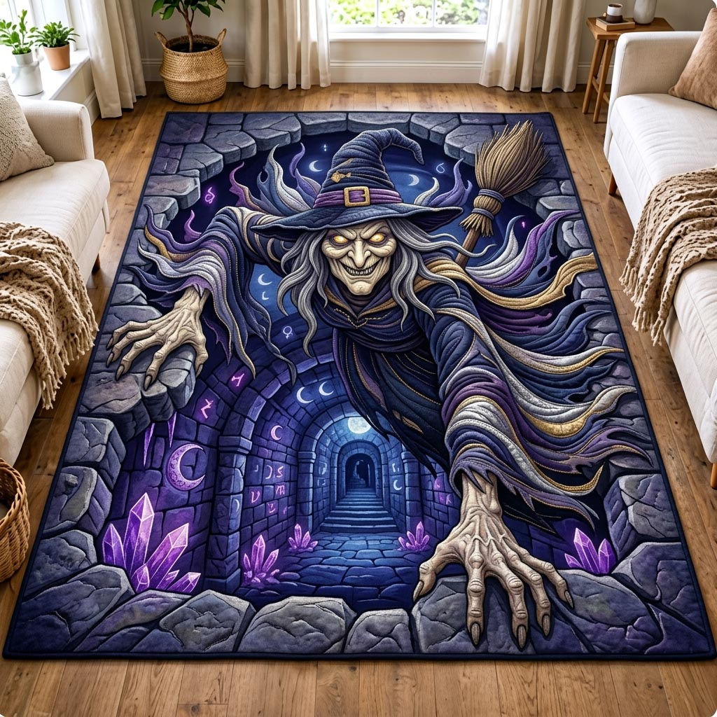 Haunted Witch Halloween Area Rug - Non-Slip Washable 3D Print Rug for Living Room & BedroomTVC2108235
