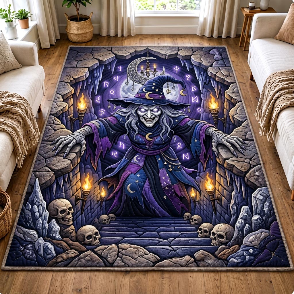 Haunted Witch Halloween Area Rug - Non-Slip Washable 3D Print Rug for Living Room & BedroomTVC2108410