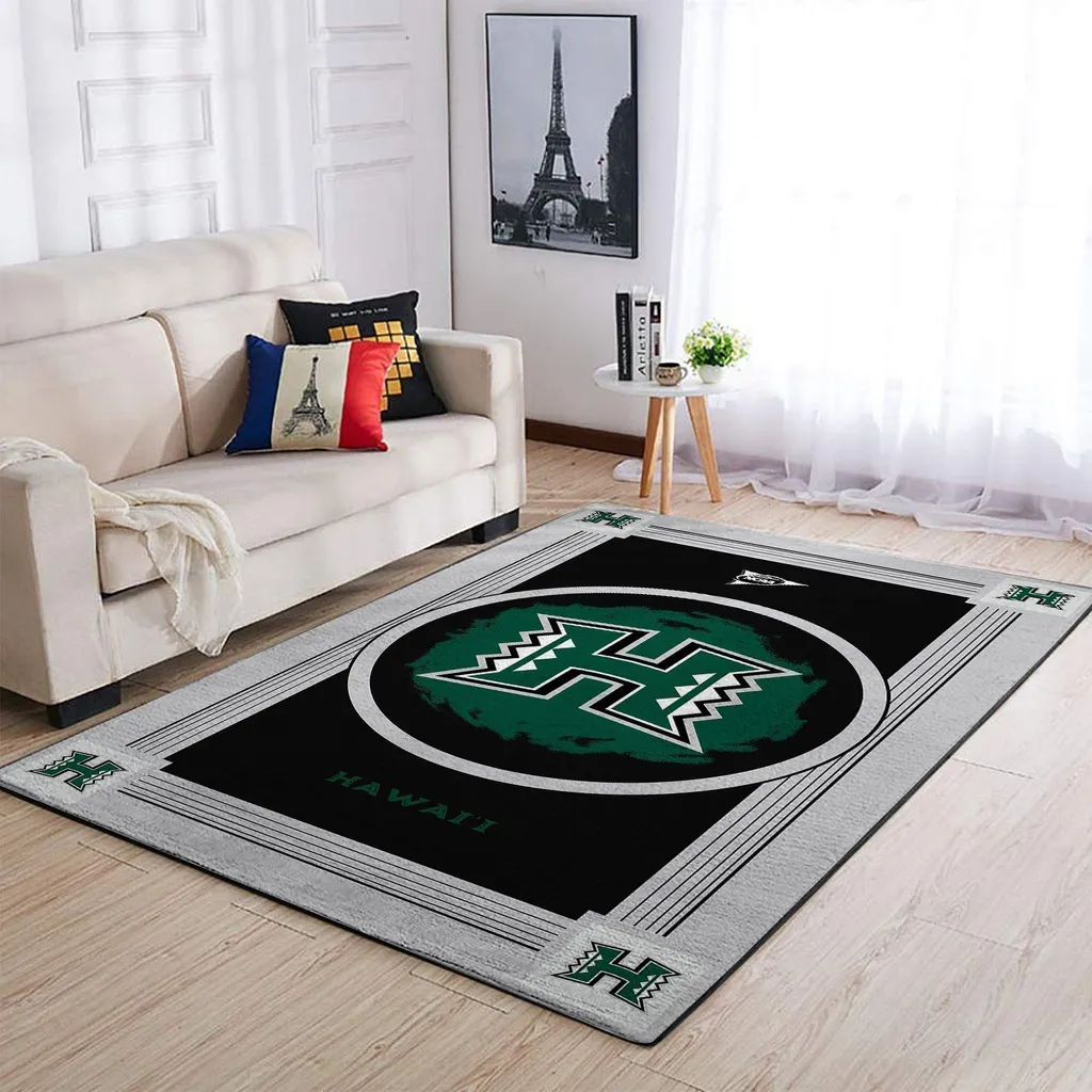 Hawaii Themed Rug for Living Room and Bedroom Decor Black and Green