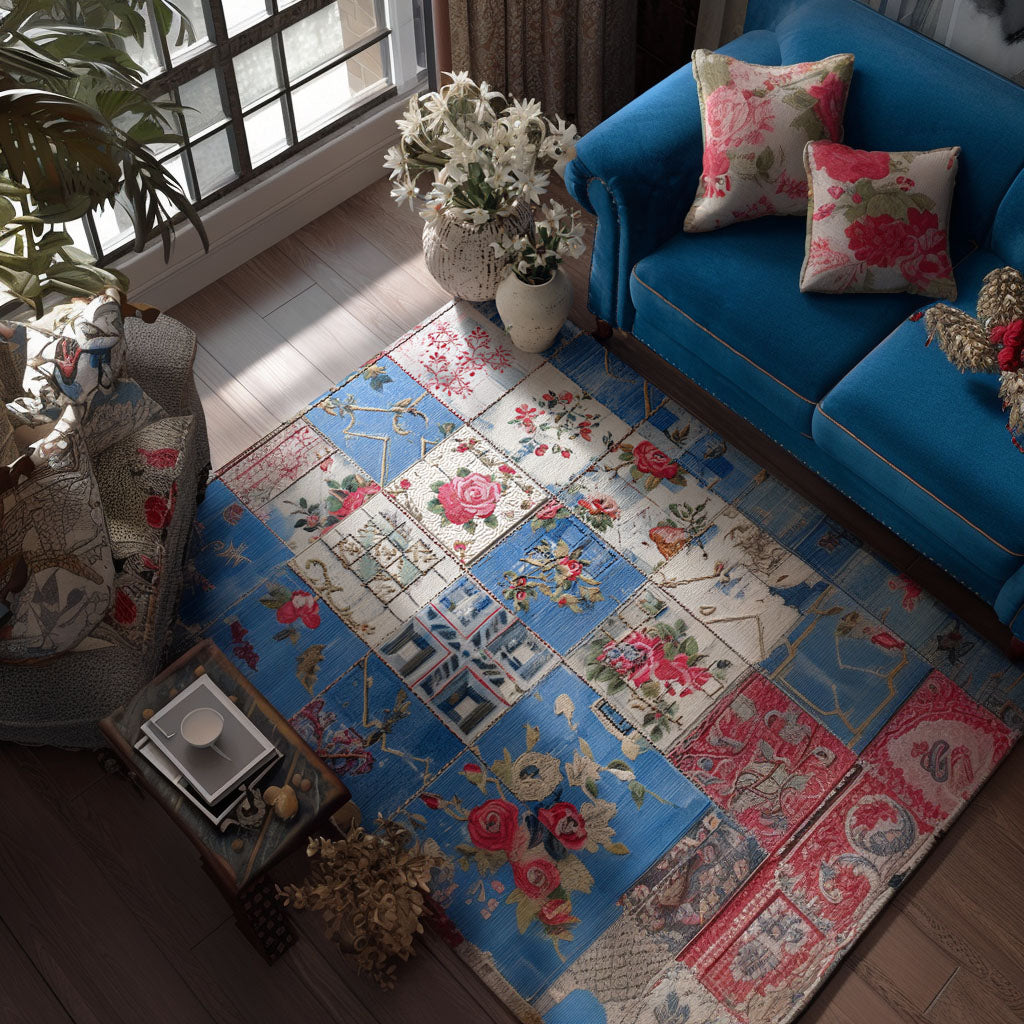 Heirloom Bloom Trail Area Rug - Non-Slip Washable 3D Print Rug for Living Room & BedroomTVC2108312