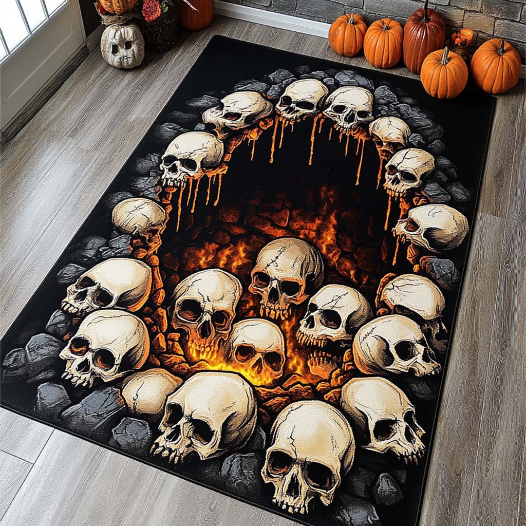 Hellfire Skulls Area Rug - Non-Slip Washable 3D Print Rug for Living Room & BedroomTVC2108312