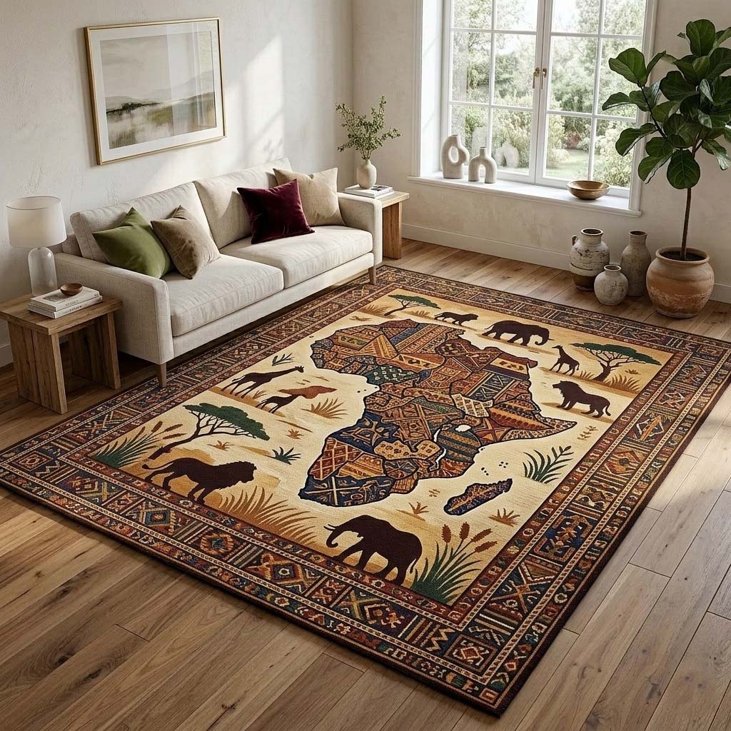 Heritage Land Area Rug - Non-Slip Washable 3D Print Rug for Living Room & BedroomTVC2108410