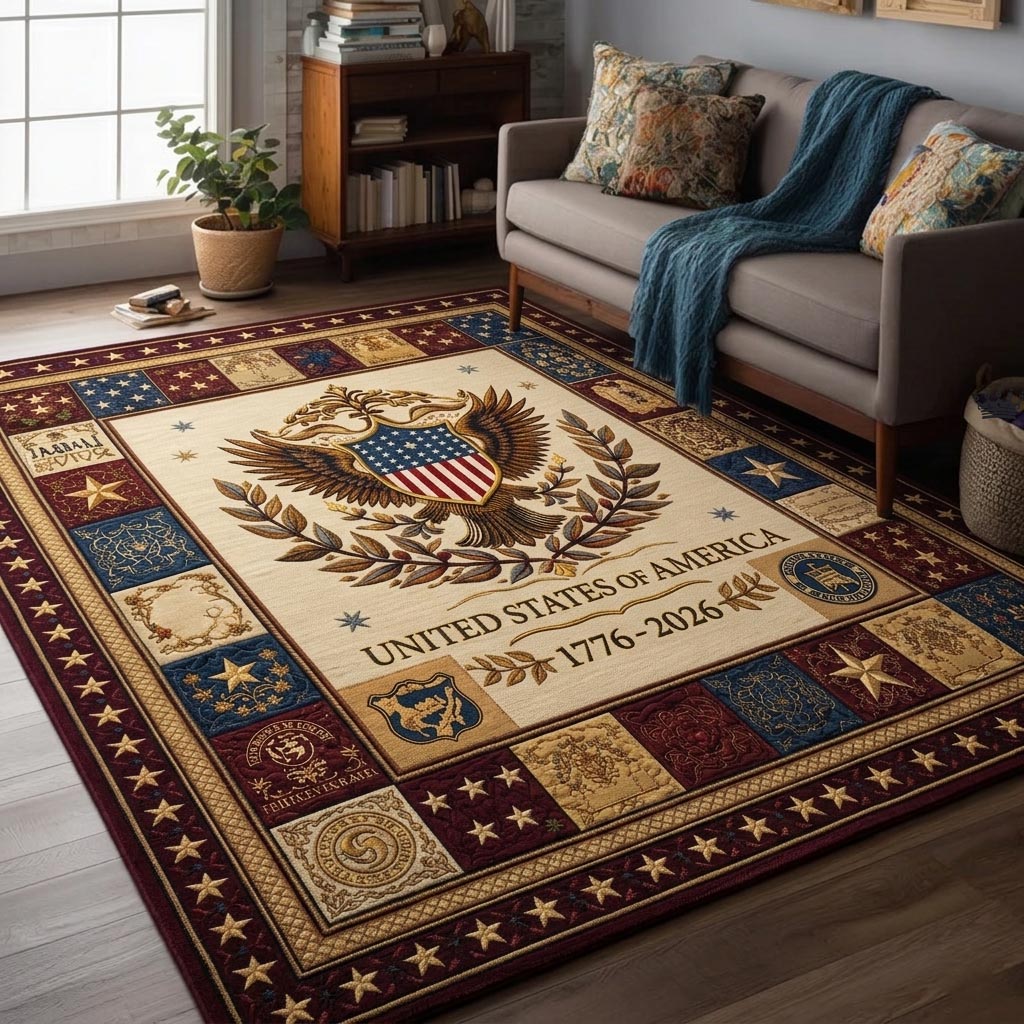 Heritage Patch Area Rug - Non-Slip Washable 3D Print Rug for Living Room & BedroomTVC2108223