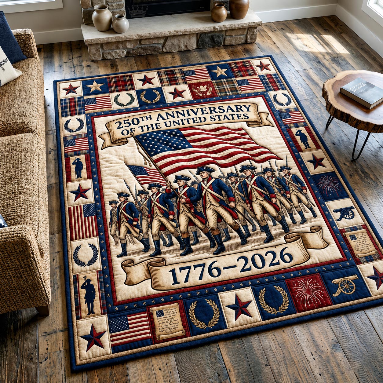 Heritage Patch Area Rug - Non-Slip Washable 3D Print Rug for Living Room & BedroomTVC2108410