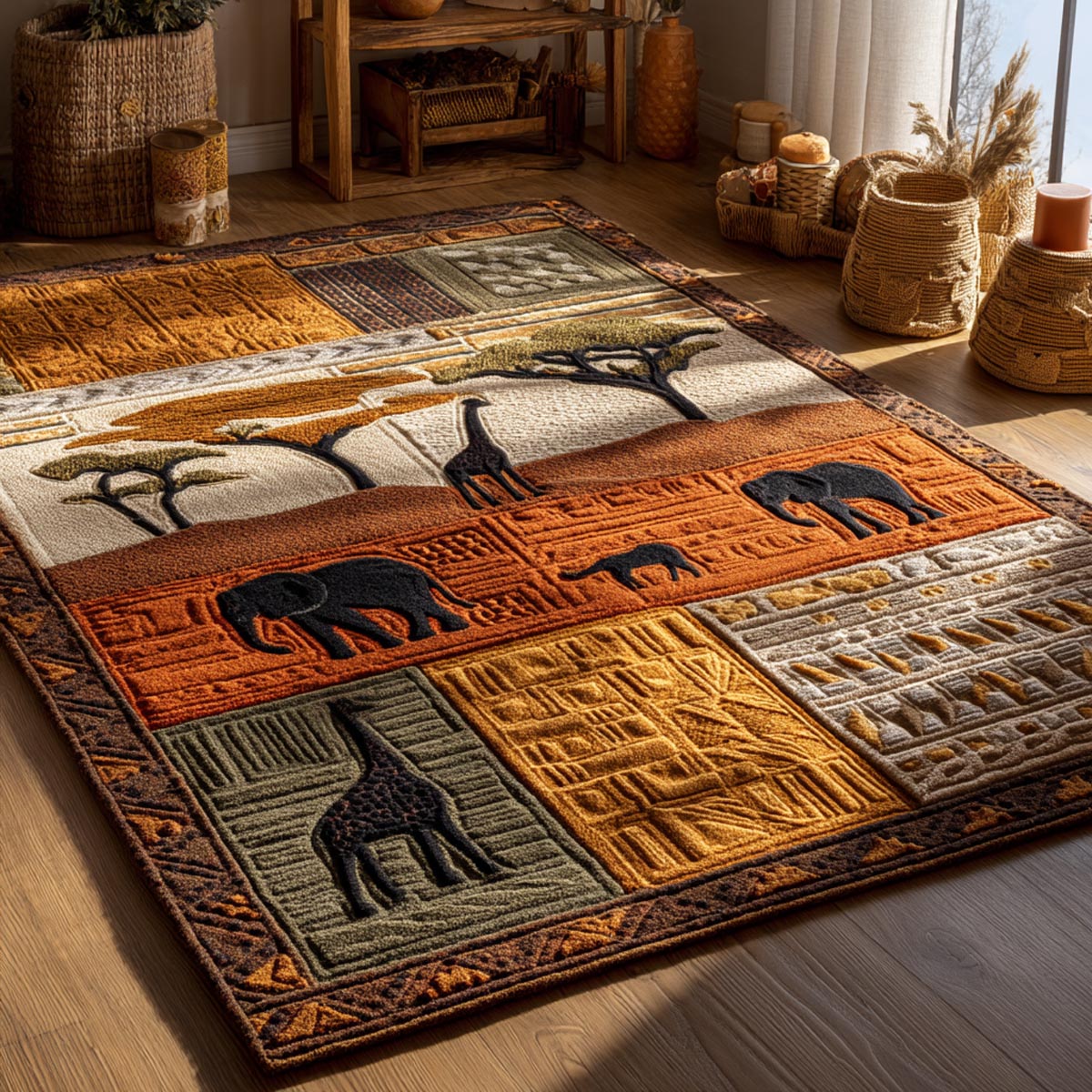 Heritage Plains Area Rug - Non-Slip Washable 3D Print Rug for Living Room & BedroomTVC2108312