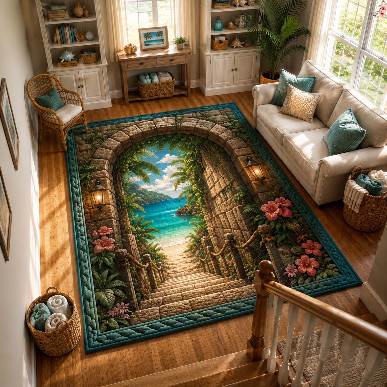 Hidden Cove Area Rug - Non-Slip Washable 3D Print Rug for Living Room & BedroomTVC2108410