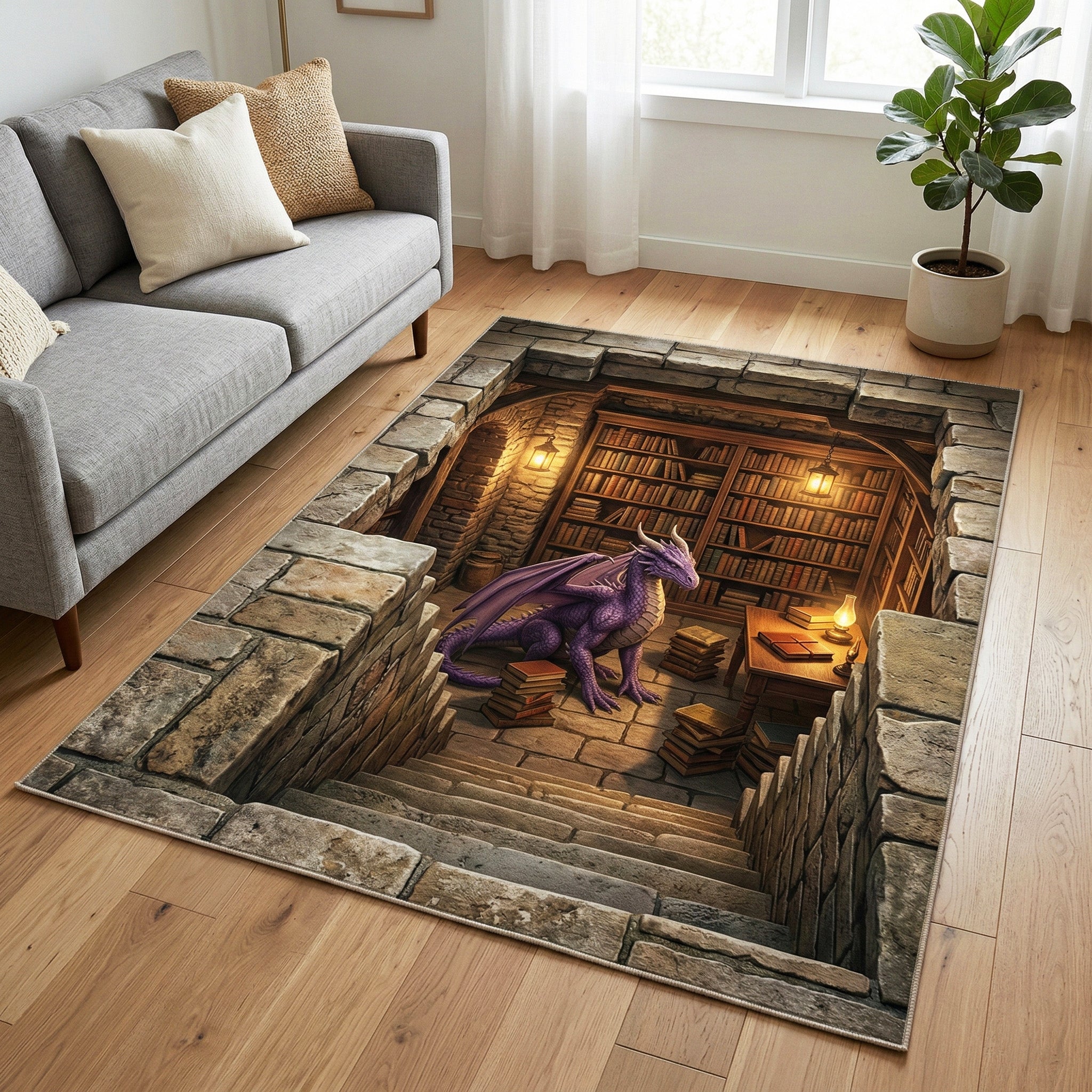 Hidden Dragon Area Rug - Non-Slip Washable 3D Print Rug for Living Room & BedroomTVC2108311