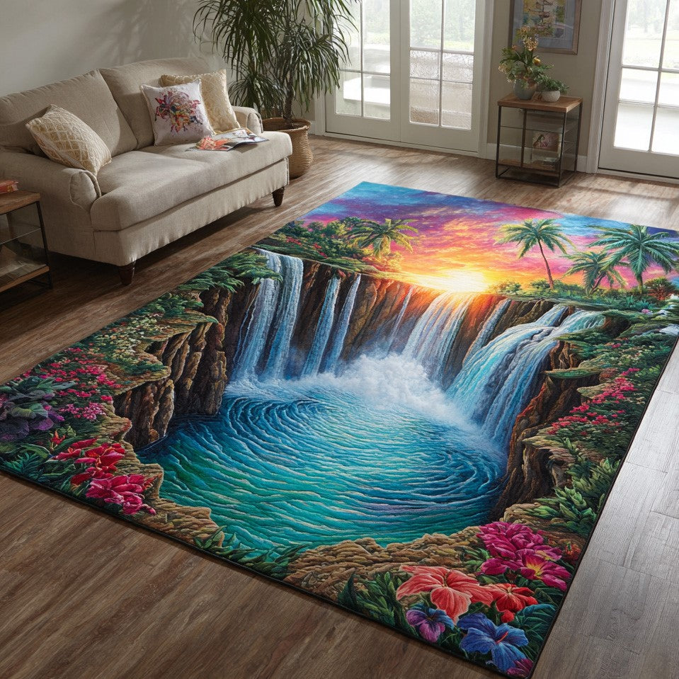 Hidden Lagoon Area Rug - Non-Slip Washable 3D Print Rug for Living Room & BedroomTVC2108311