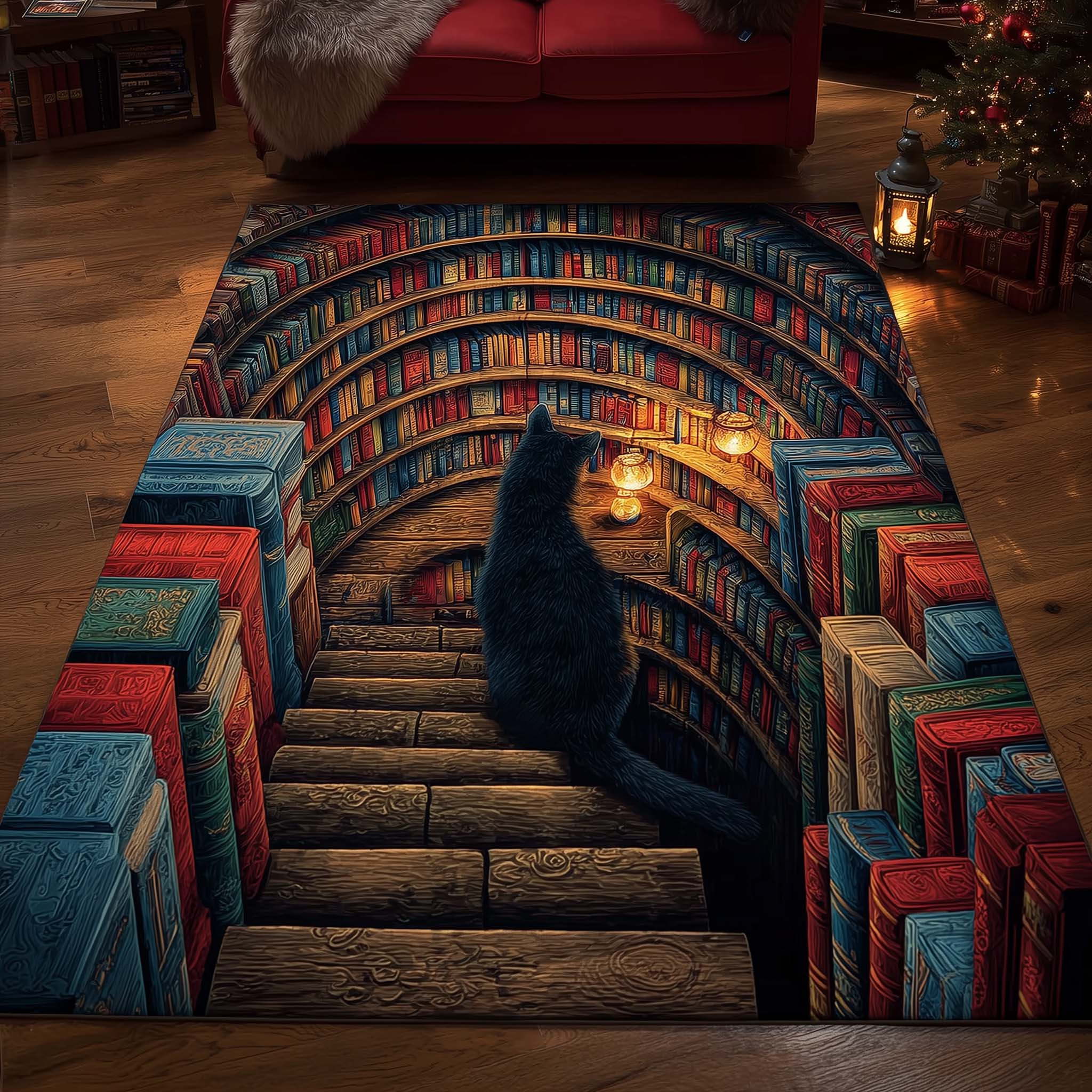 Hidden Library Area Rug - Non-Slip Washable 3D Print Rug for Living Room & BedroomTVC2108235