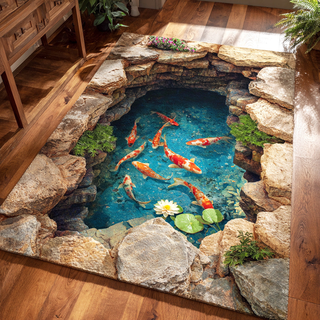 Hidden Pond Area Rug - Non-Slip Washable 3D Print Rug for Living Room & BedroomTVC2108311