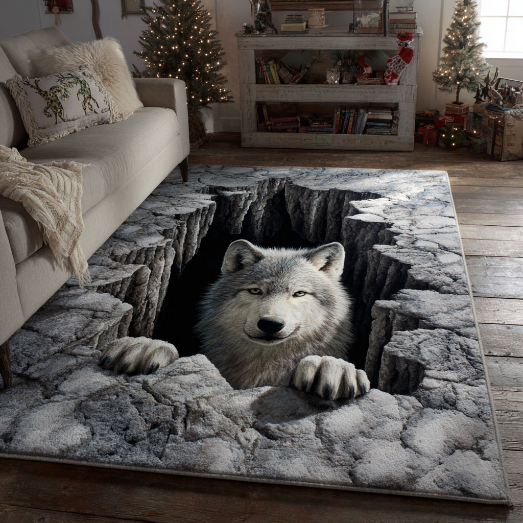 Hidden Wolf Portal Area Rug - Non-Slip Washable 3D Print Rug for Living Room & BedroomTVC2108311