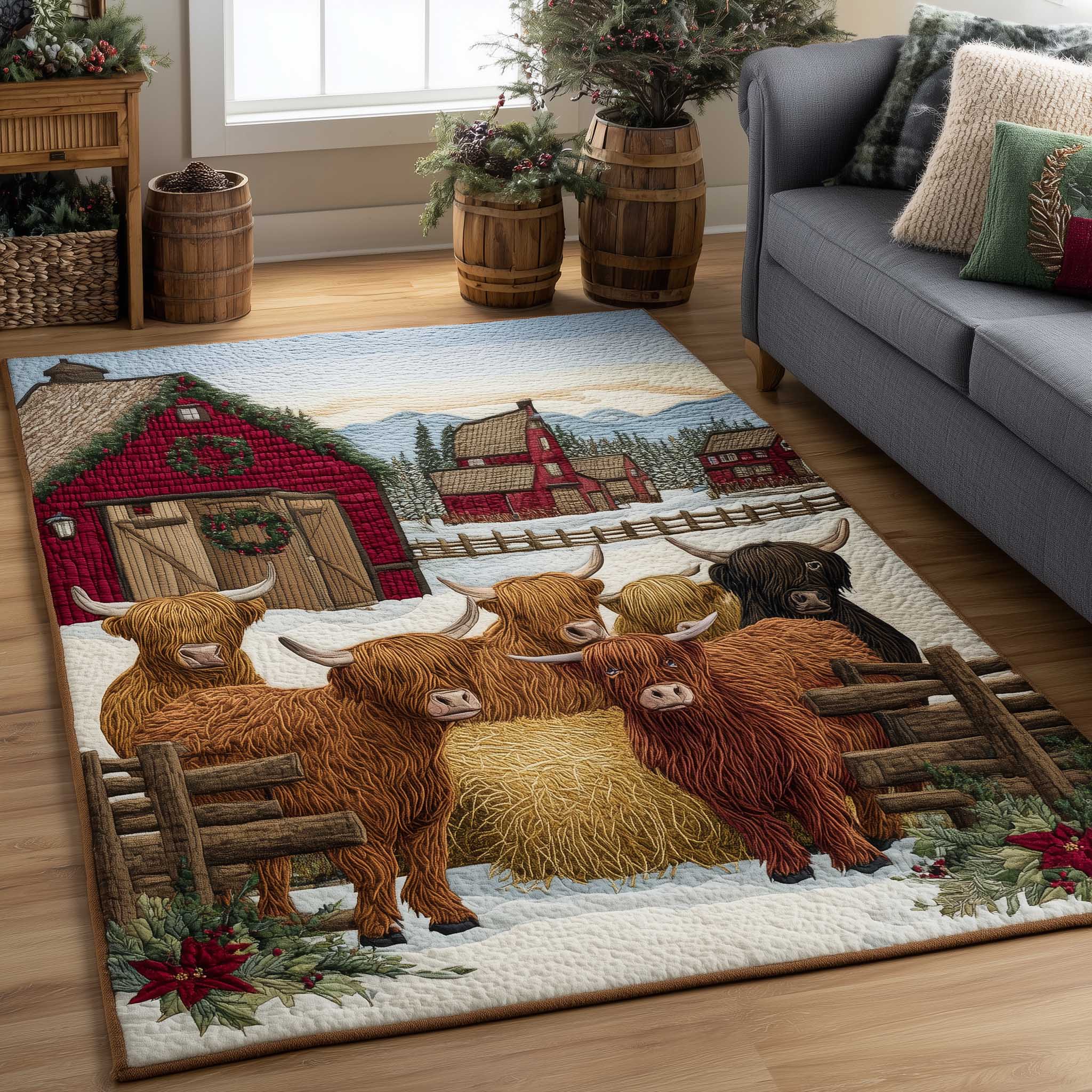 Highland Cow Area Rug - Non-Slip Washable 3D Print Rug for Living Room & BedroomTVC2108410