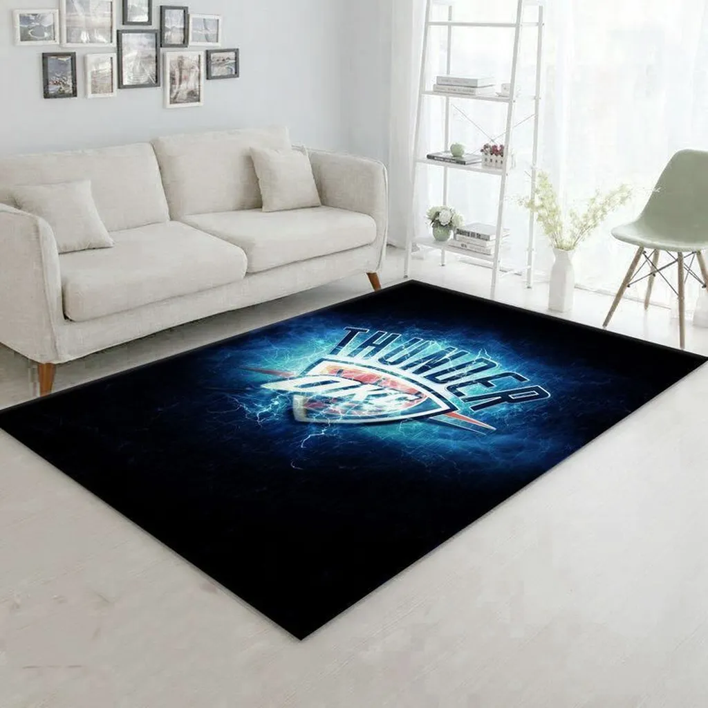 Hockey Mask Rug Sports Fans Home Decor Carpet Black and Blue