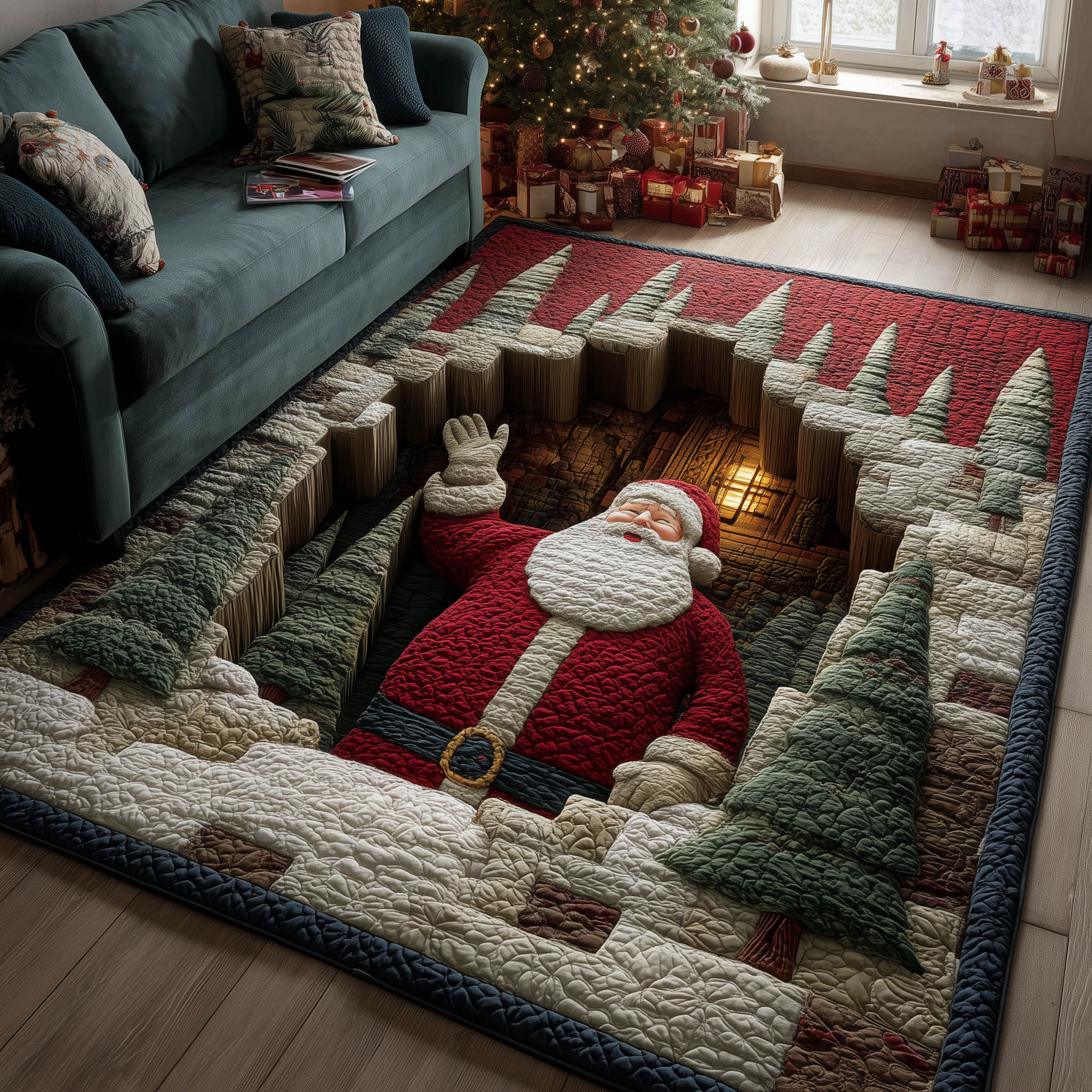 Hohoholiday Christmas Area Rug - Non-Slip Washable 3D Print Rug for Living Room & Bedroom (DesignTVC2108409