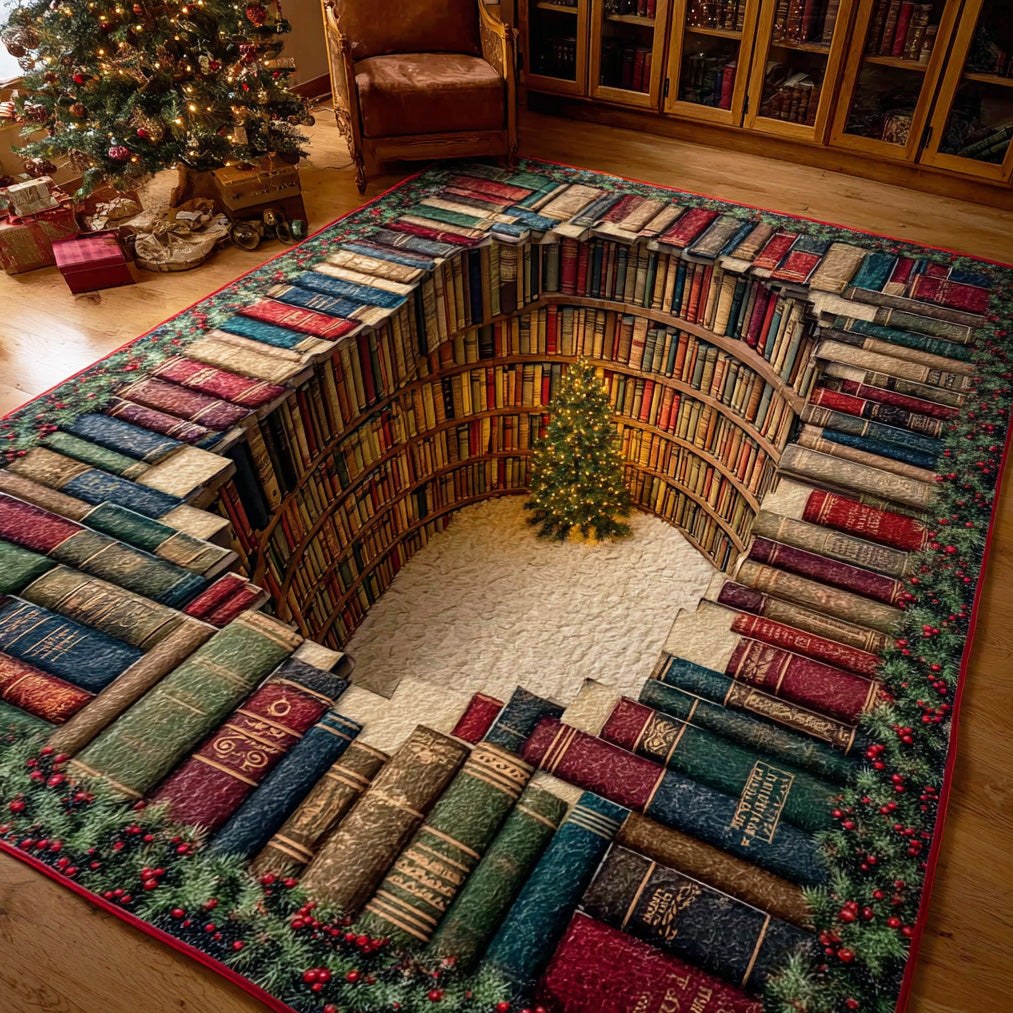 Holiday Book Christmas Area Rug - Non-Slip Washable 3D Print Rug for Living Room & BedroomTVC2108310