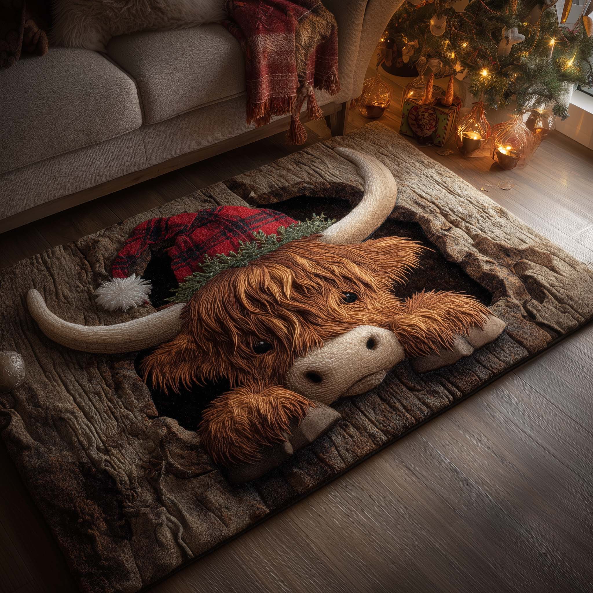 Holiday Farmstead Christmas Area Rug - Non-Slip Washable 3D Print Rug for Living Room & Bedroom (DesignTVC2108409