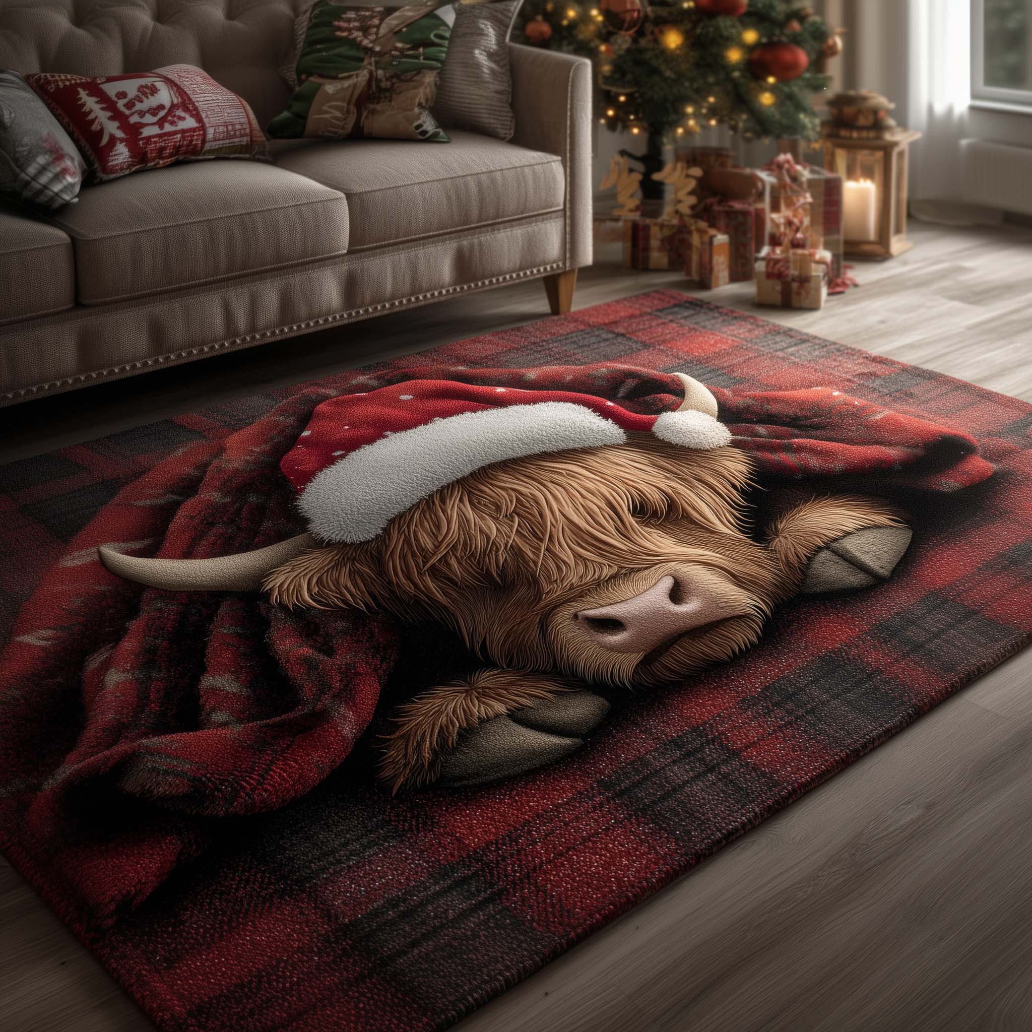 Holiday Farmstead Christmas Area Rug - Non-Slip Washable 3D Print Rug for Living Room & BedroomTVC2108234