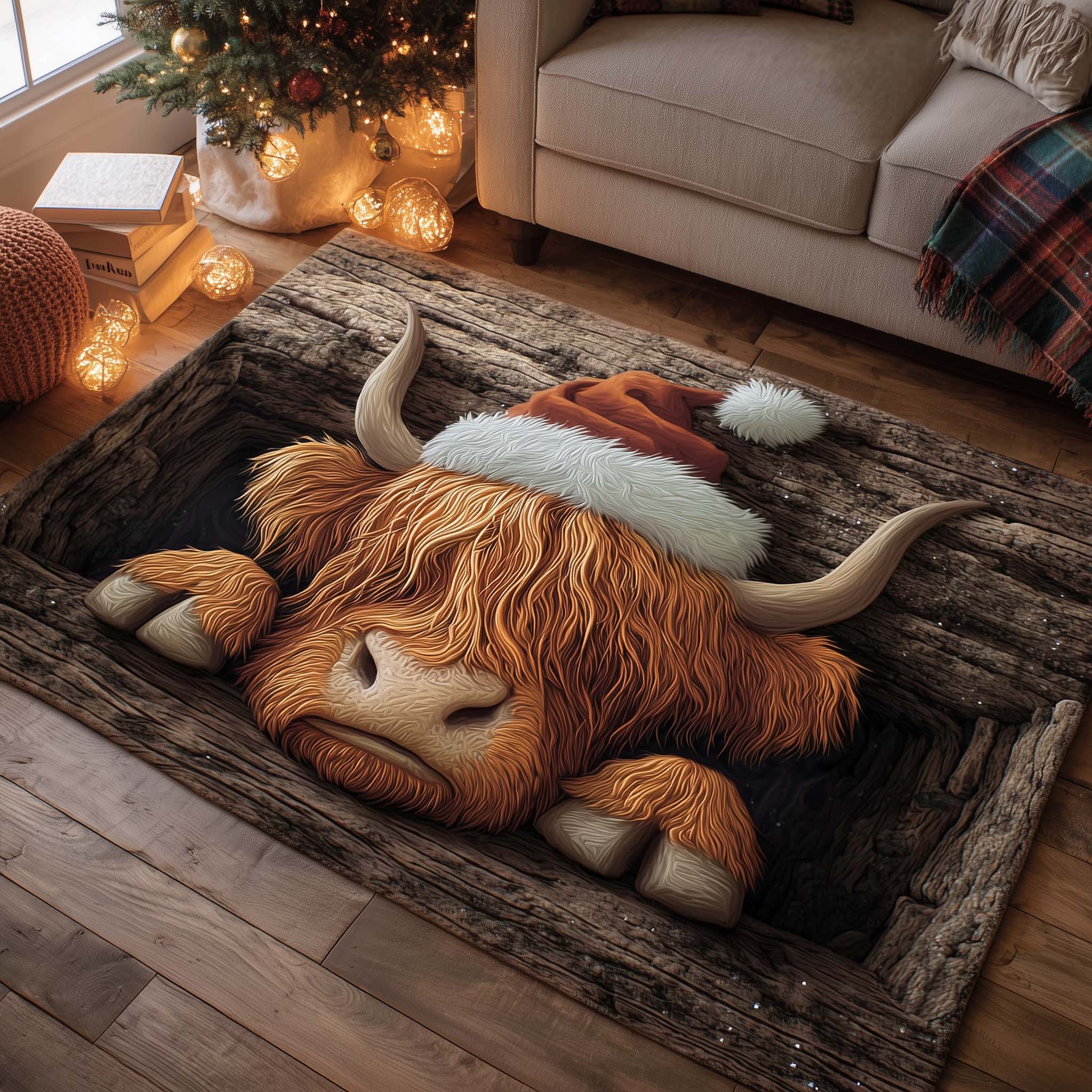 Holiday Farmstead Christmas Area Rug - Non-Slip Washable 3D Print Rug for Living Room & BedroomTVC2108409