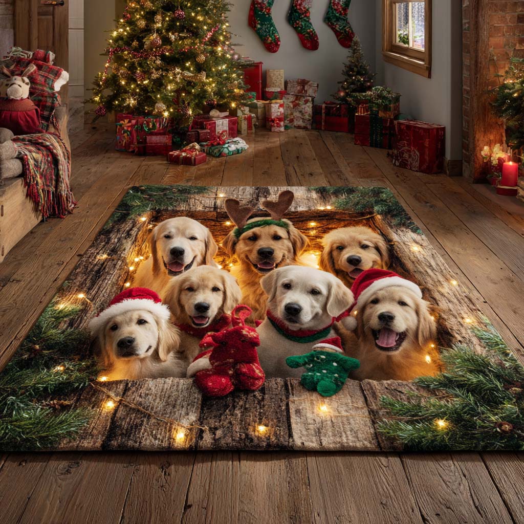 Holiday Golden Pack Christmas Area Rug - Non-Slip Washable 3D Print Rug for Living Room & BedroomTVC2108310