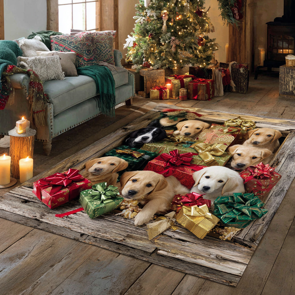 Holiday Labrador Retriever Christmas Area Rug - Non-Slip Washable 3D Print Rug for Living Room & BedroomTVC2108310