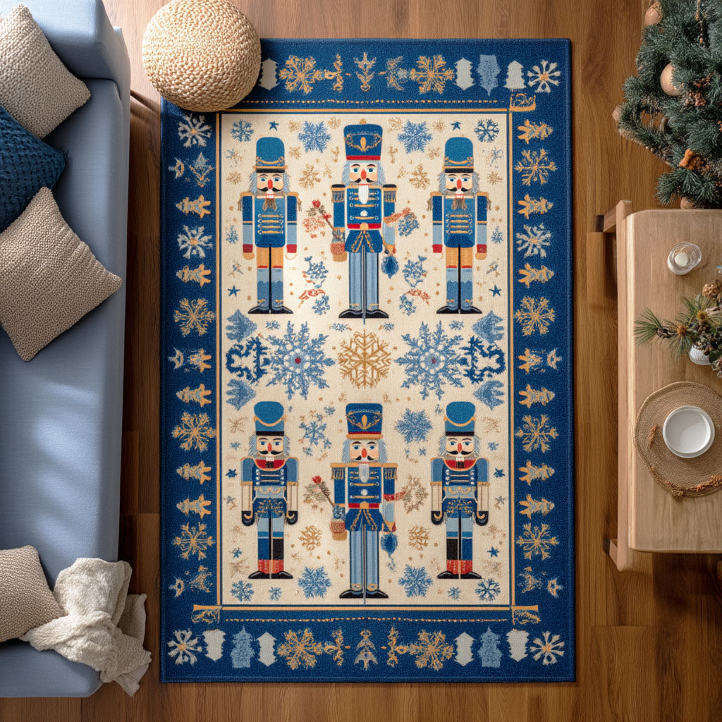 Holiday Nutcracker Christmas Area Rug - Non-Slip Washable 3D Print Rug for Living Room & BedroomTVC2108309