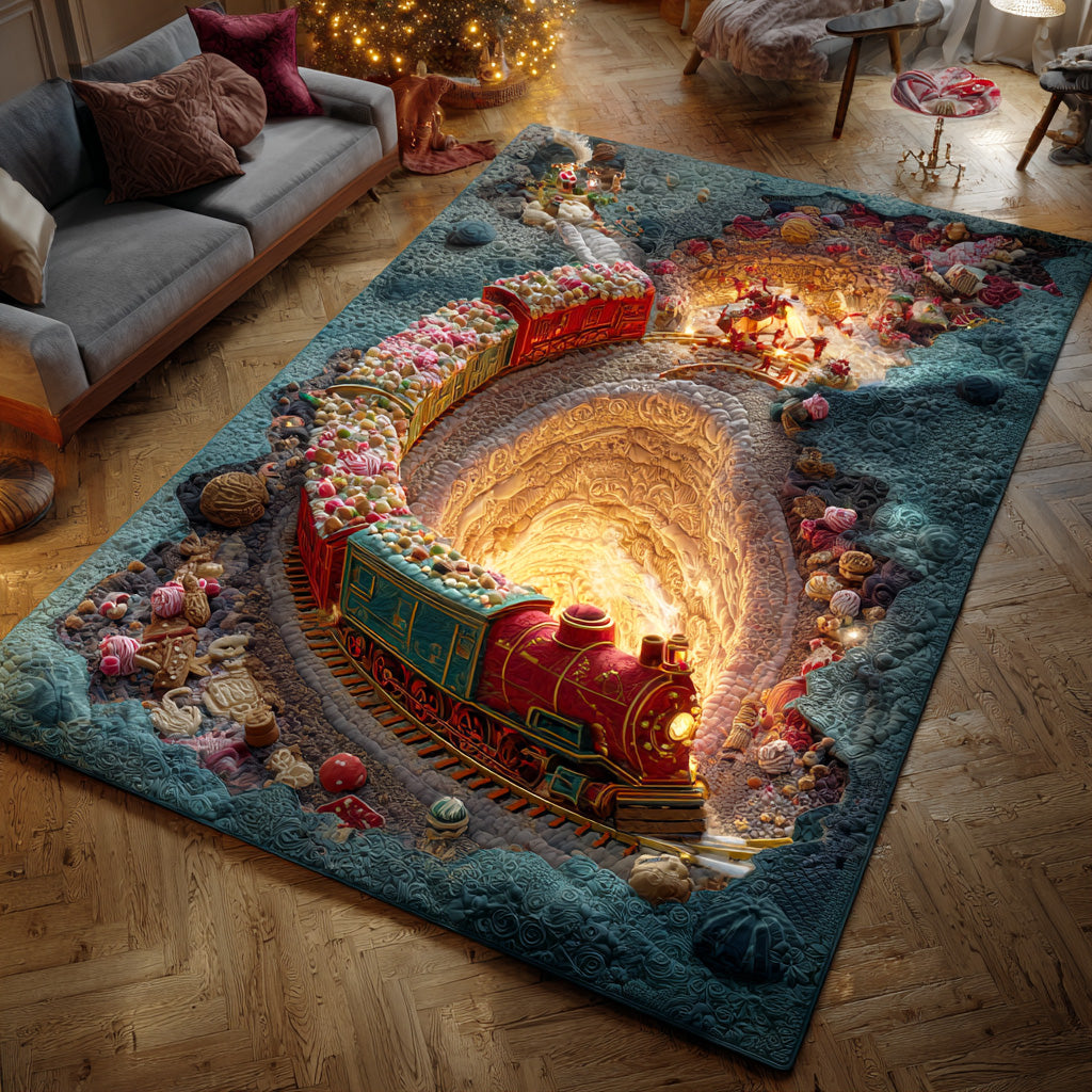 Holiday Rail Spirit Christmas Area Rug - Non-Slip Washable 3D Print Rug for Living Room & BedroomTVC2108309