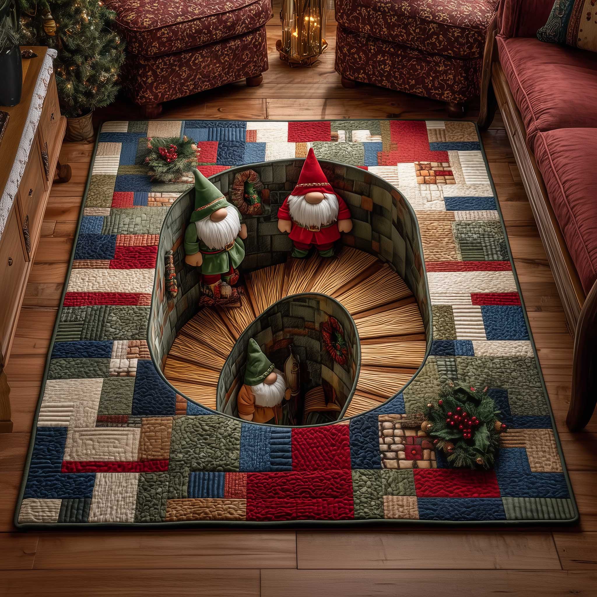 Holiday Workshop Christmas Area Rug - Non-Slip Washable 3D Print Rug for Living Room & BedroomTVC2108234