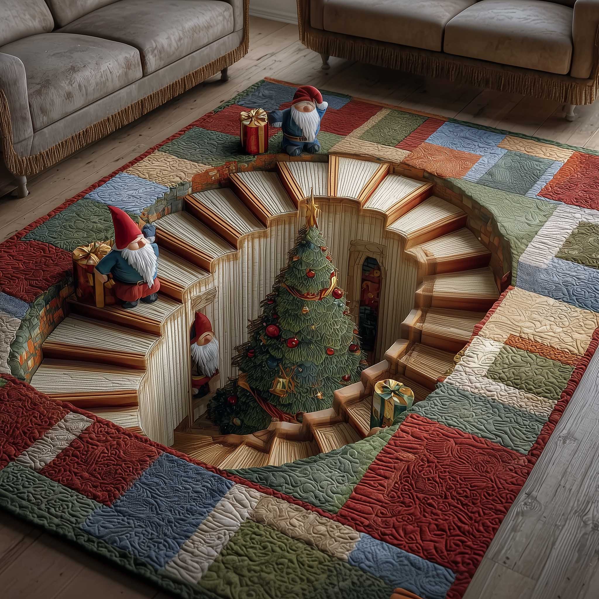 Holiday Workshop Christmas Area Rug - Non-Slip Washable 3D Print Rug for Living Room & BedroomTVC2108409