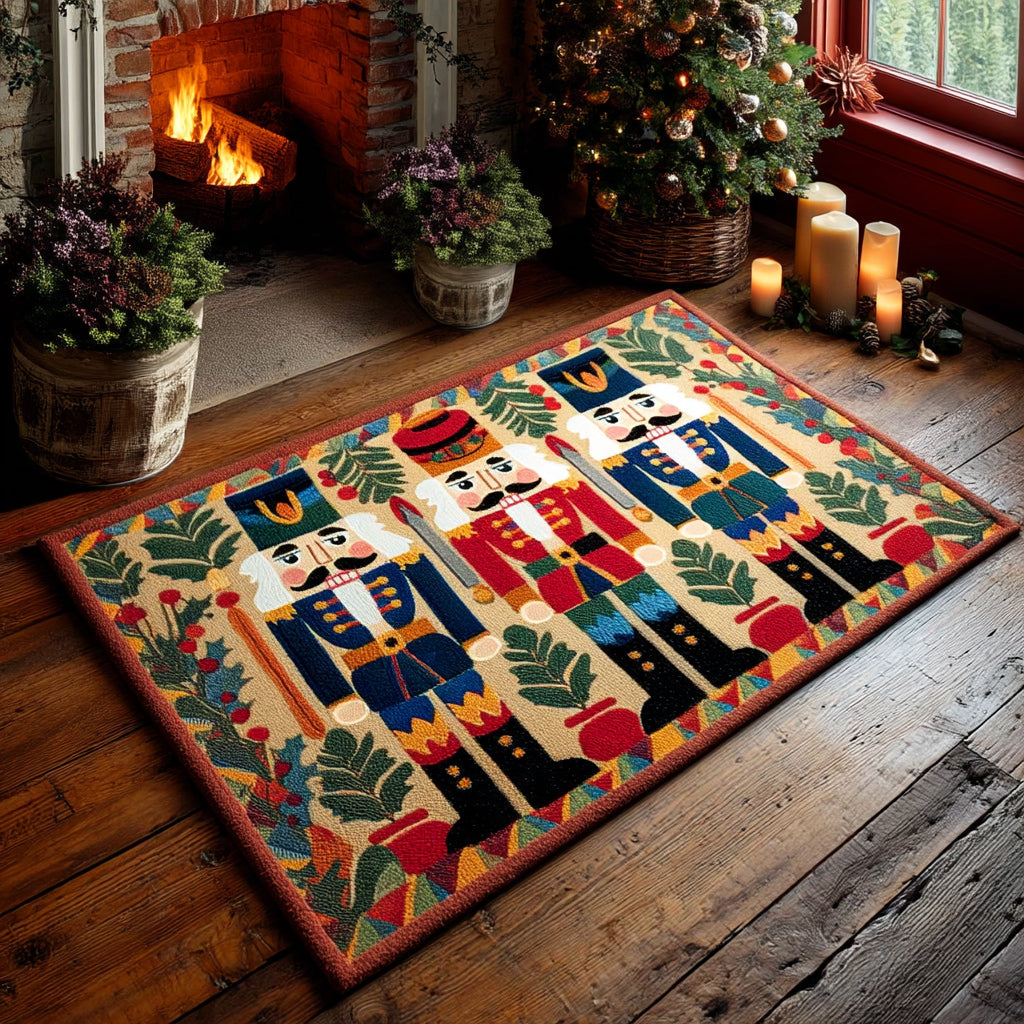 Holly Nutcracker Festive Area Rug - Non-Slip Washable 3D Print Rug for Living Room & BedroomTVC2108309