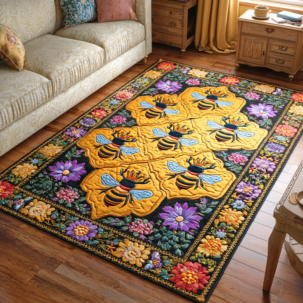 Honey Bloom Field Area Rug - Non-Slip Washable 3D Print Rug for Living Room & BedroomTVC2108309